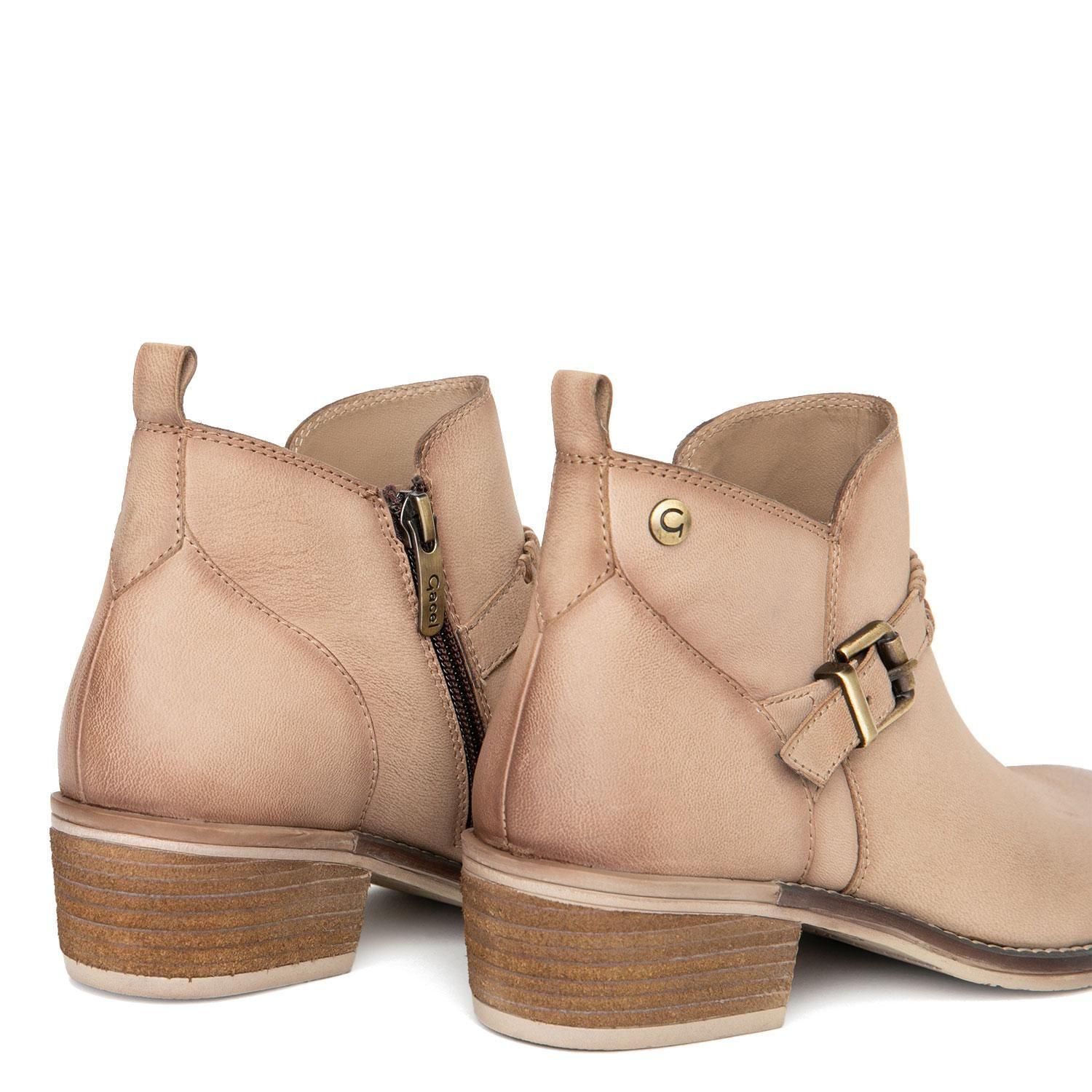 Botin de cuero mujer Gacel arena Gina-4