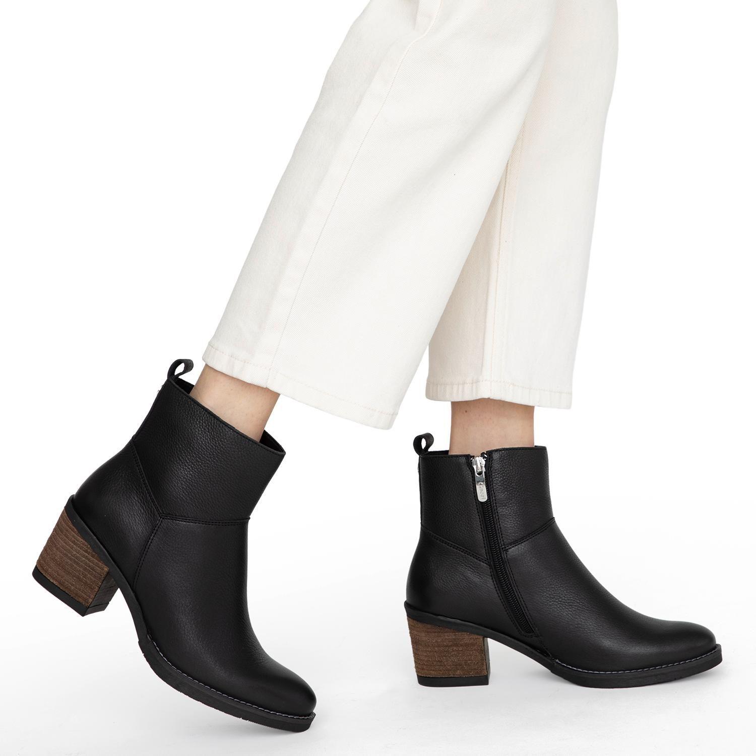Botin de cuero mujer Gacel negro Piera-1