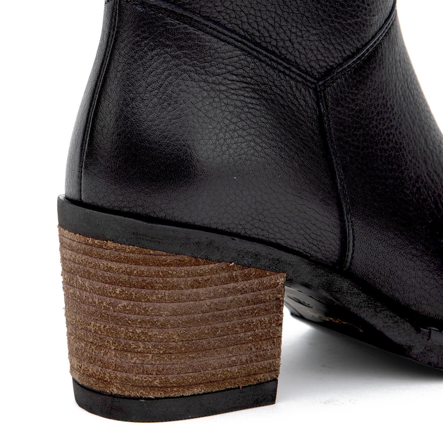 Botin de cuero mujer Gacel negro Piera-3