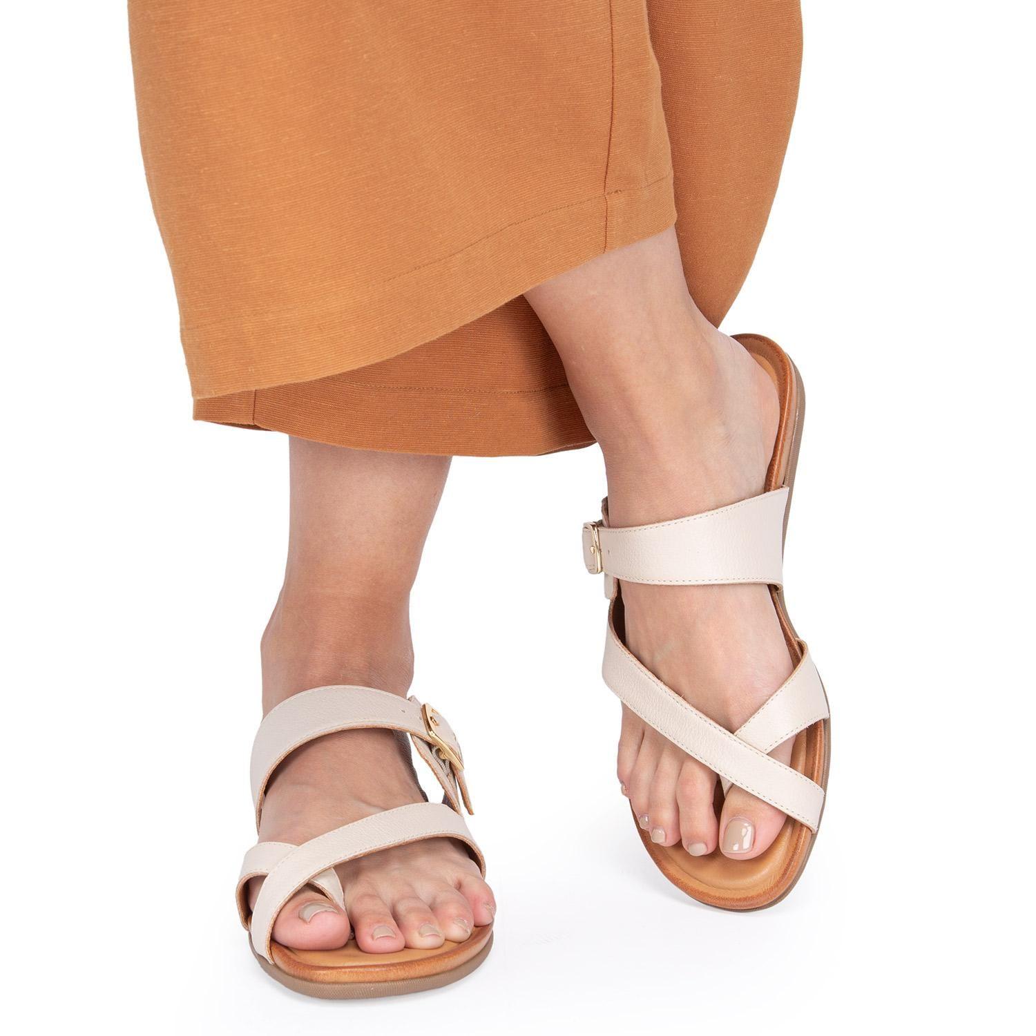 Sandalia de cuero mujer Gacel Off White fi 0660519-1