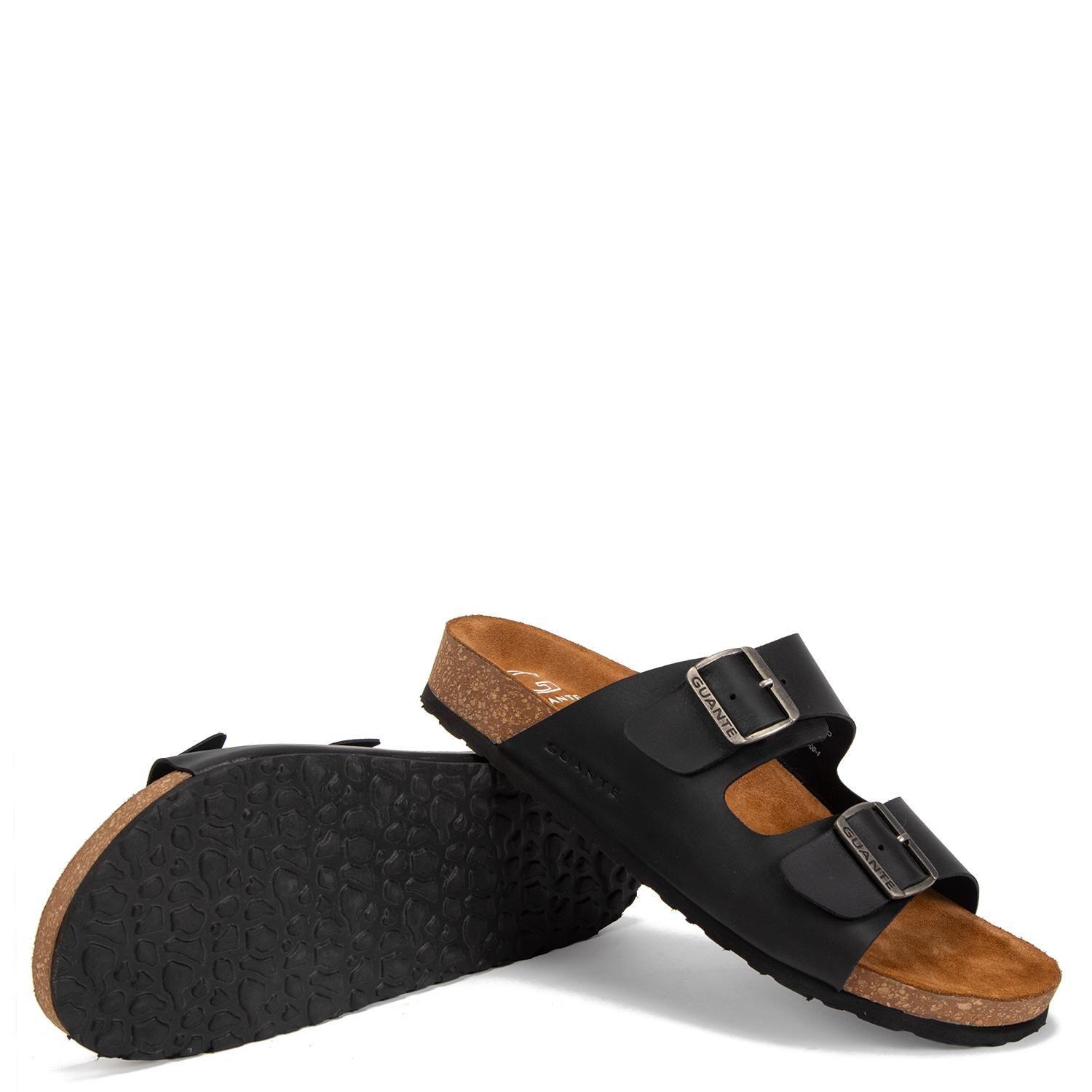 Sandalia semi abierta de cuero hombre Guante negro Creta 0036372-3