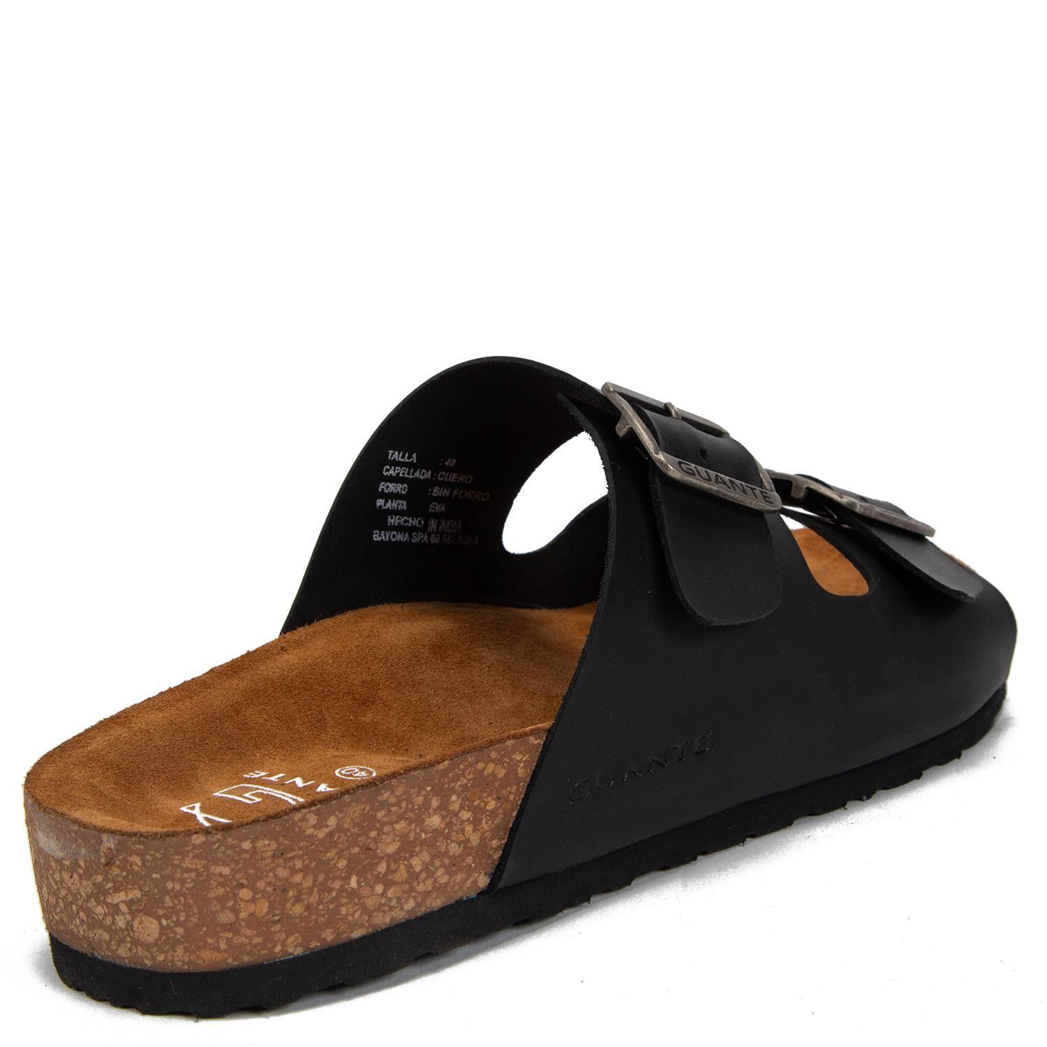 Sandalia semi abierta de cuero hombre Guante negro Creta 0036372-4