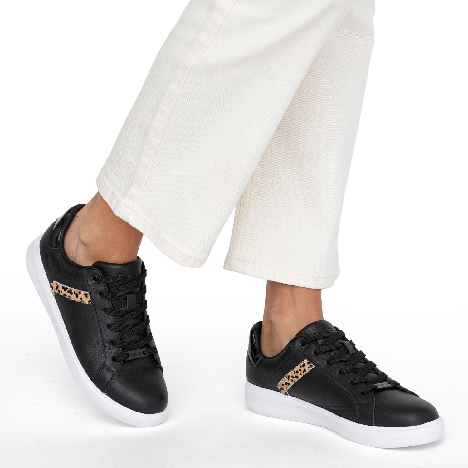 Zapatilla de cuero mujer Gacel negro Rosalia-1