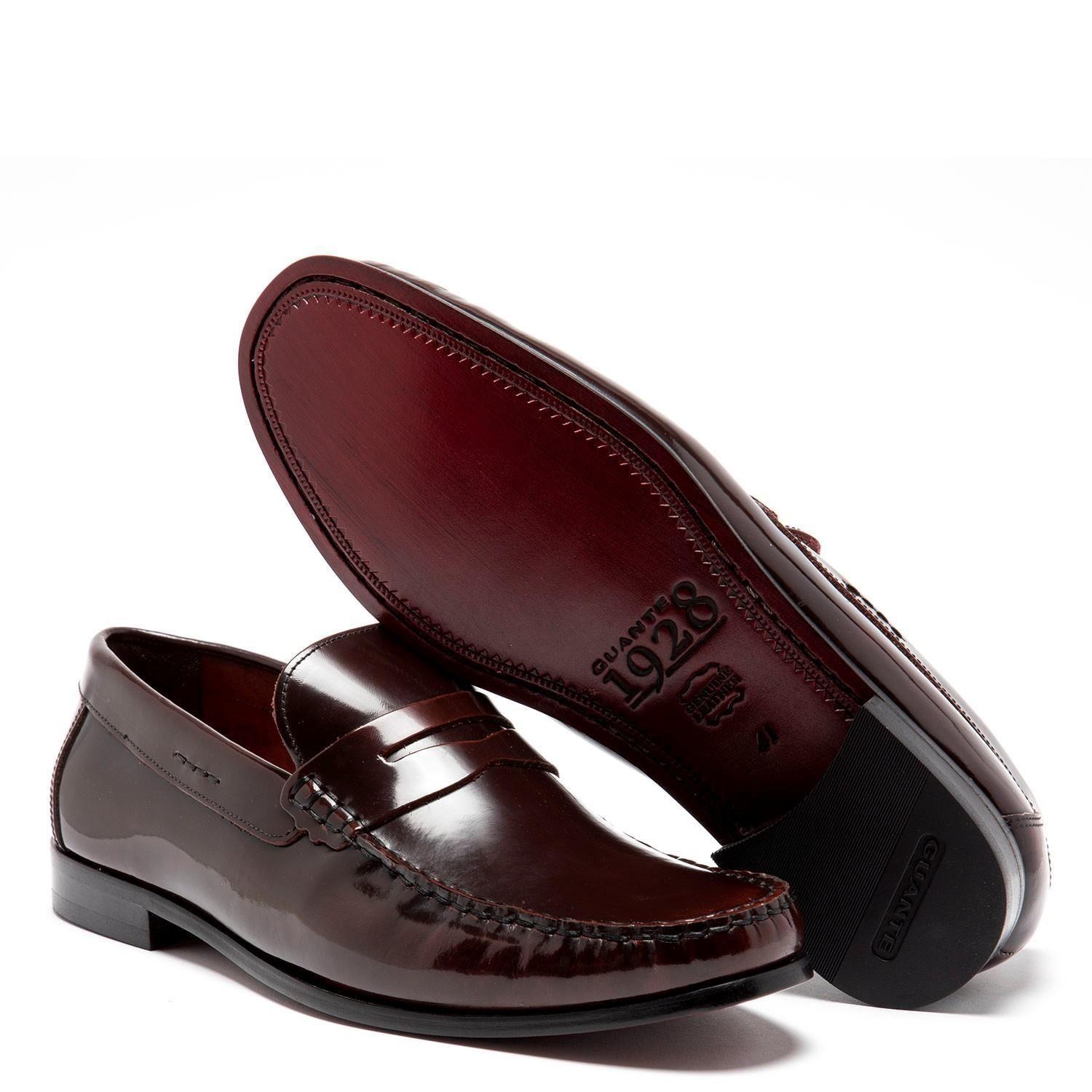 Mocasin de cuero hombre Guante guinda Suela 0034430-3