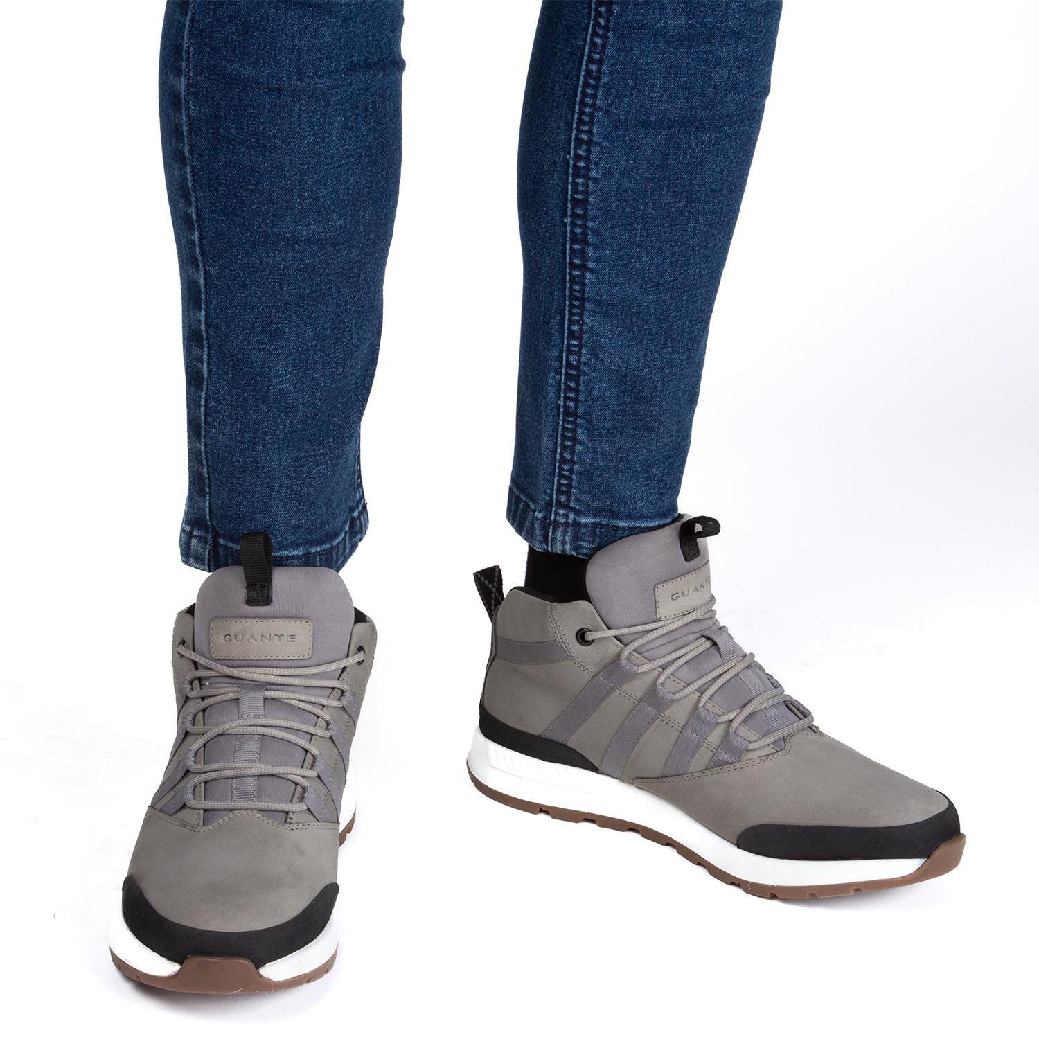 Zapatilla Caña Alta de cuero hombre Guante gris Maine 0035756-1
