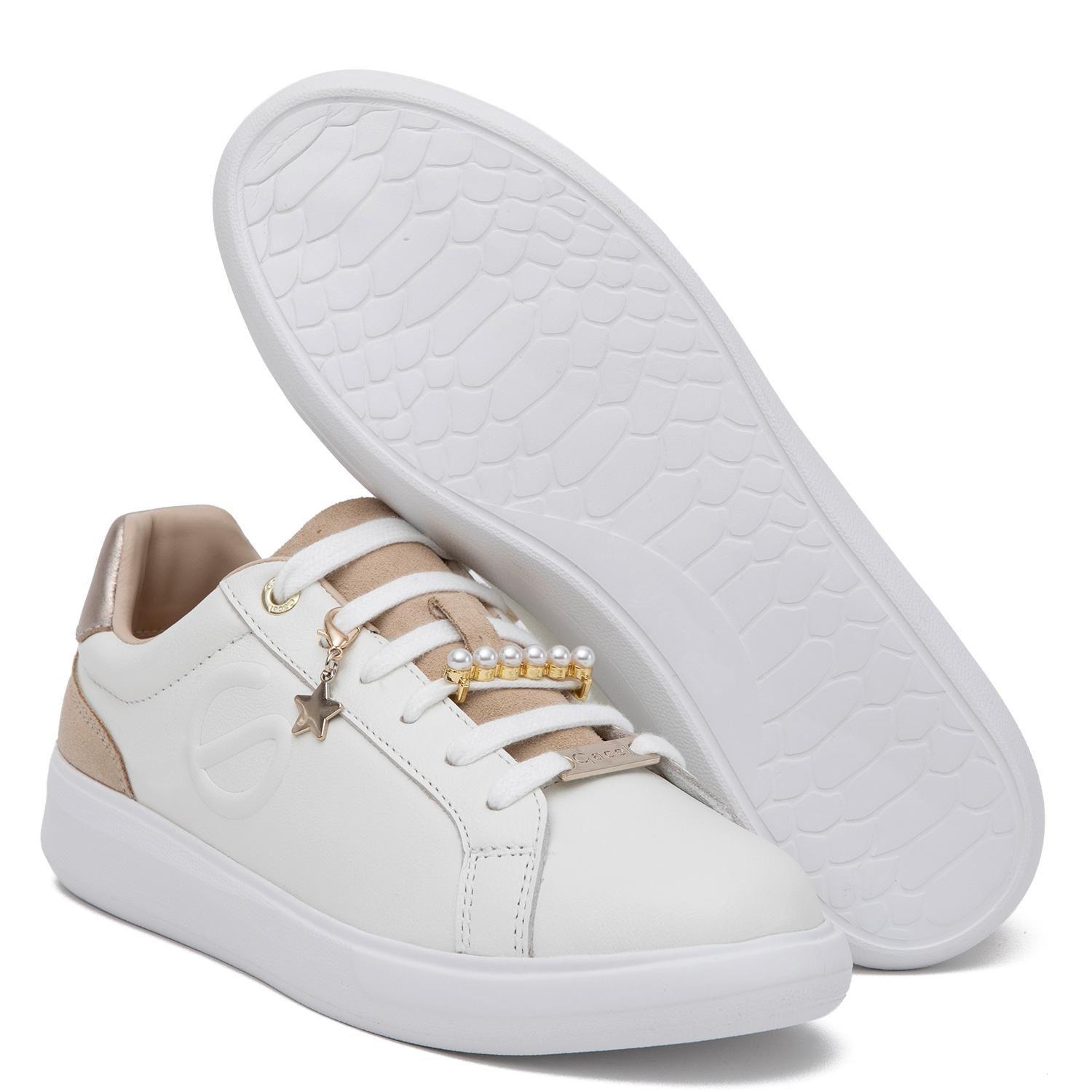 Zapatilla de cuero mujer Gacel blanco Rosalia-3