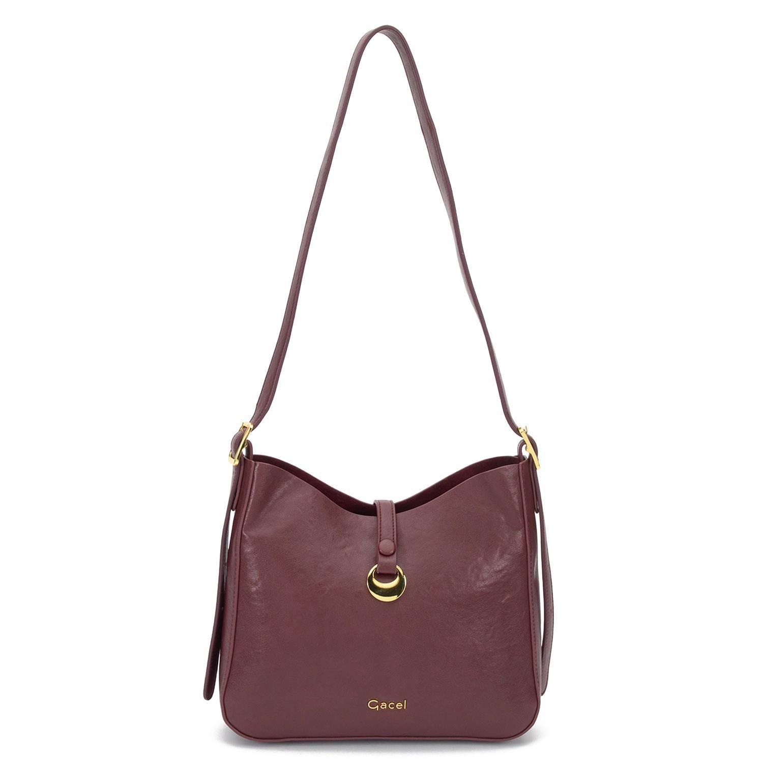 Cartera mujer Gacel burdeo bandolera grande-0
