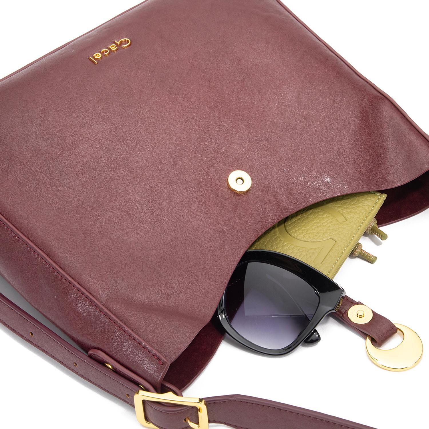 Cartera mujer Gacel burdeo bandolera grande-7