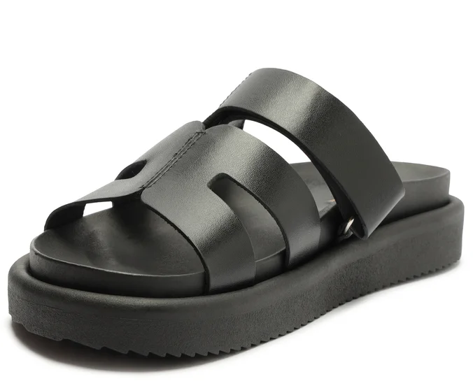 Sandalia de cuero mujer Anacapri negro May-3