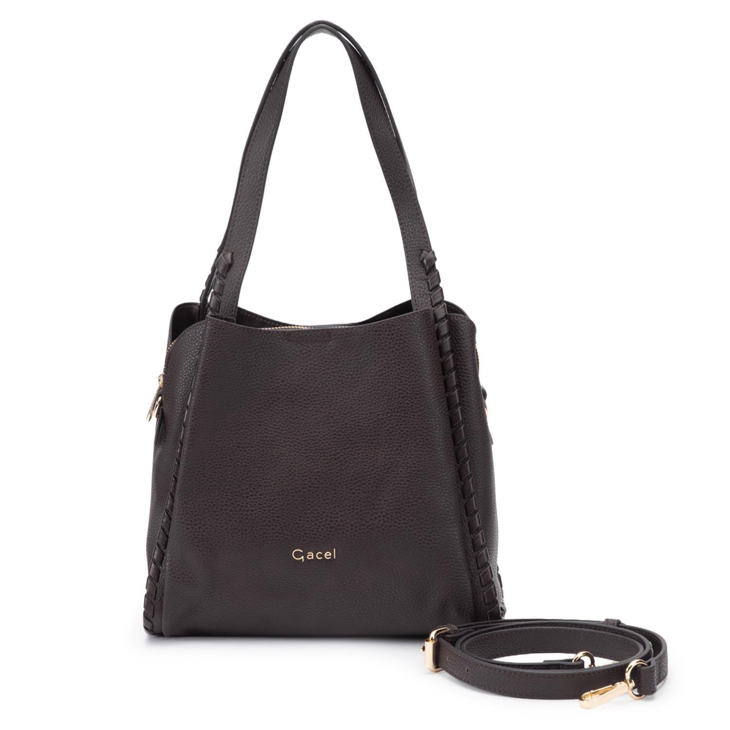 Cartera mujer Gacel chocolate dos asas pequeña-0