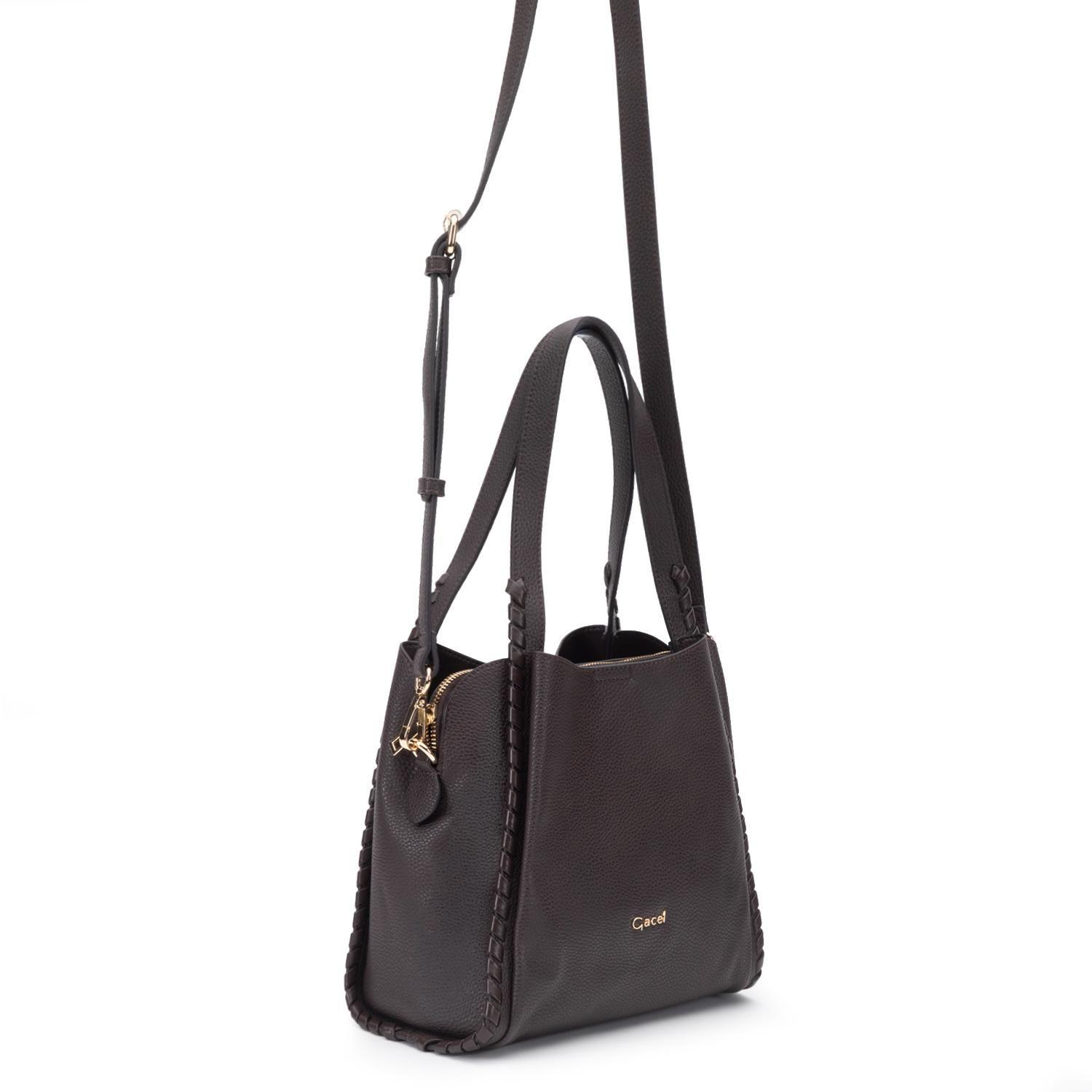 Cartera mujer Gacel chocolate dos asas pequeña-2