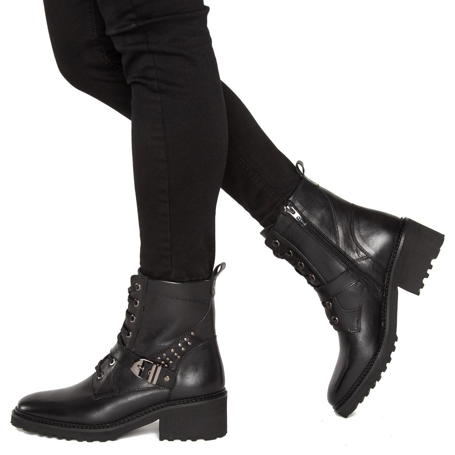 Botin de cuero mujer Gacel negro Omara 0660277-1