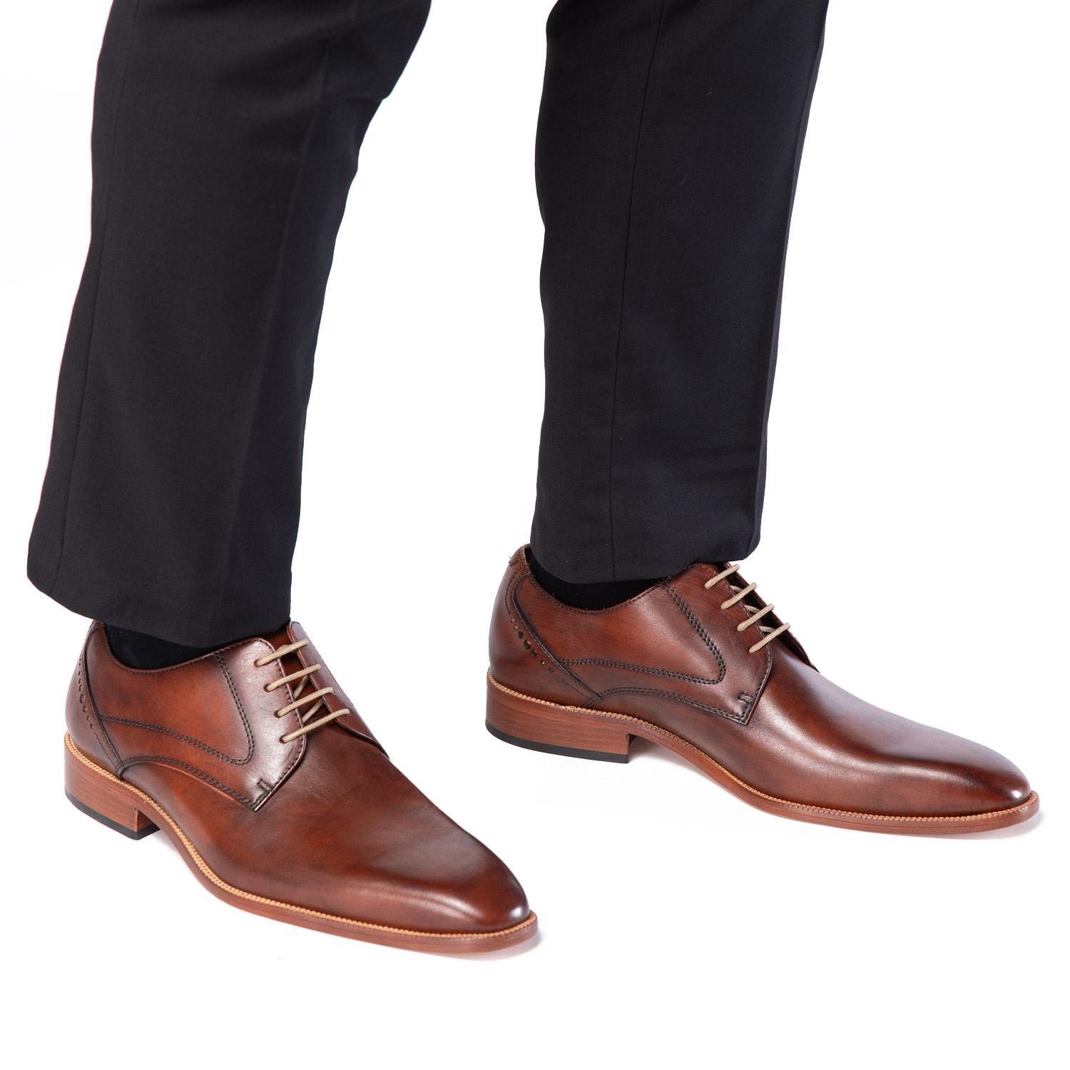 Zapato de cuero hombre Guante café Suela Natural-1