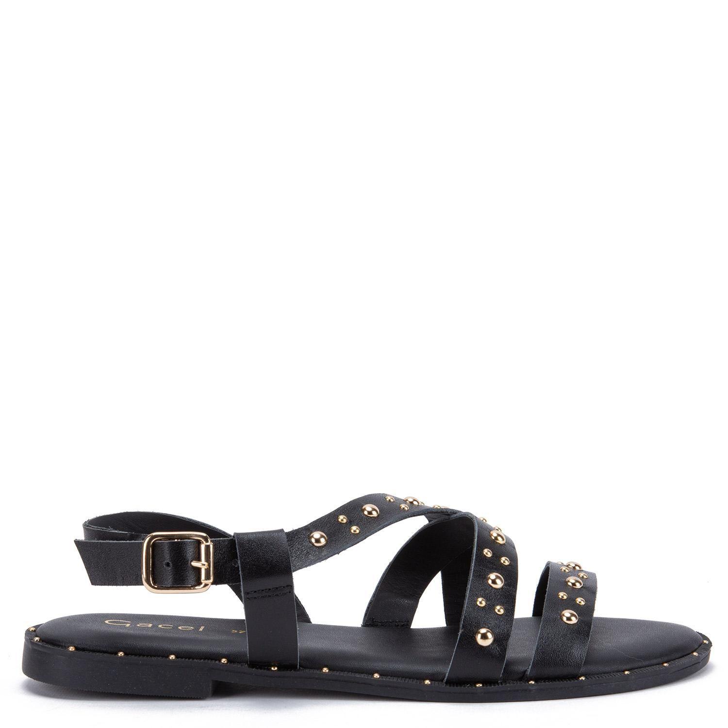 Sandalia de cuero mujer Gacel Negro Nia-0