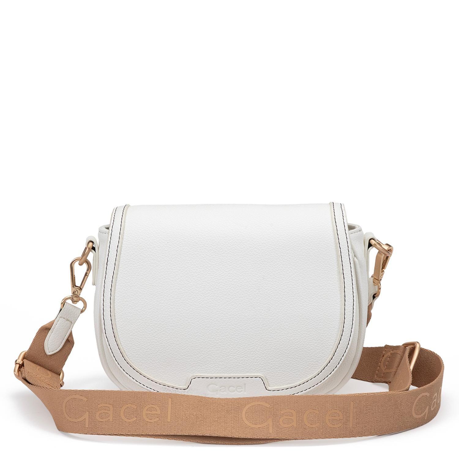 Cartera mujer Gacel blanco retro con tapa-0