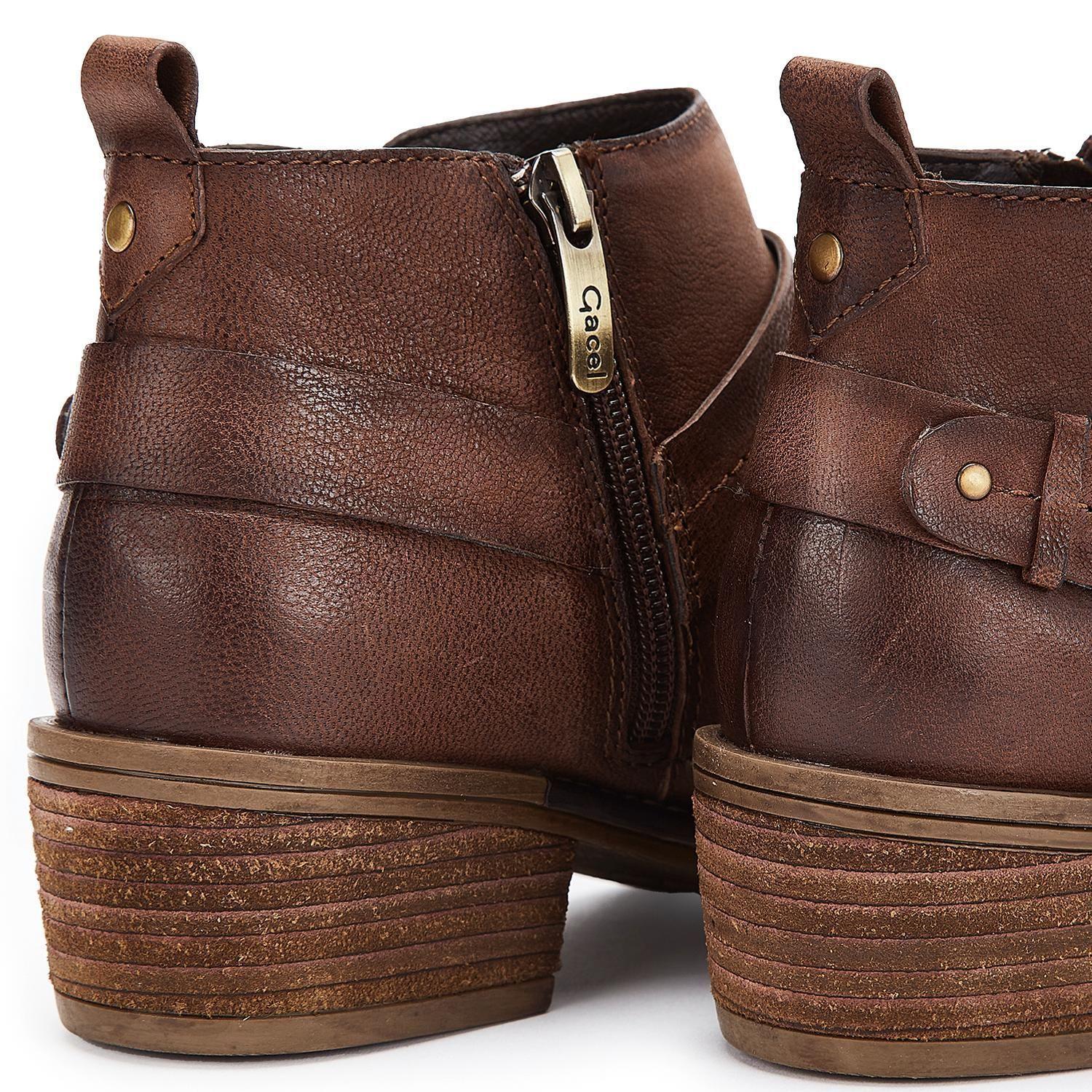 Bootie de cuero mujer Gacel Chocolate Gina 0659918-3