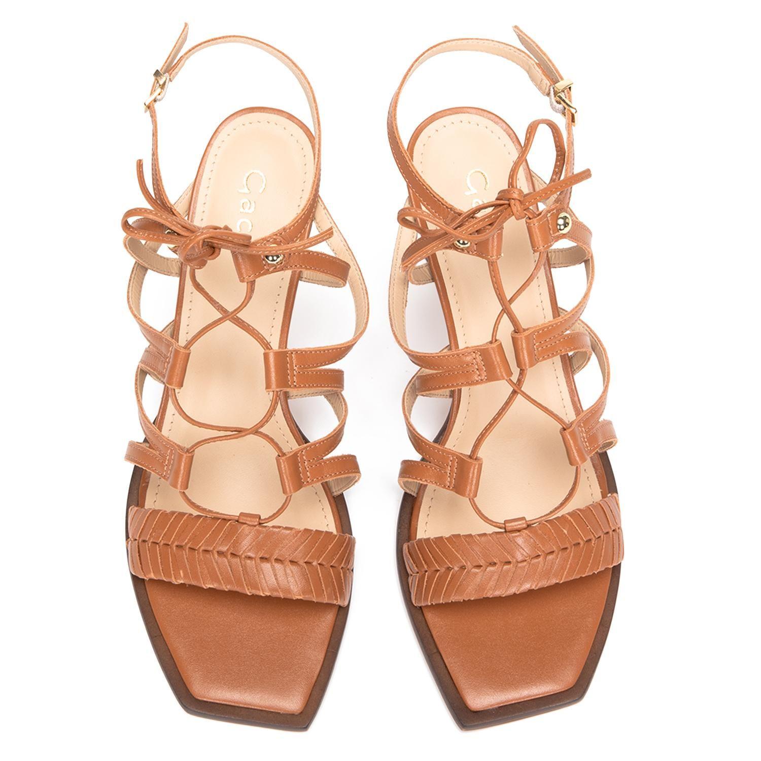 Sandalia de cuero mujer Gacel tostado Sari-3