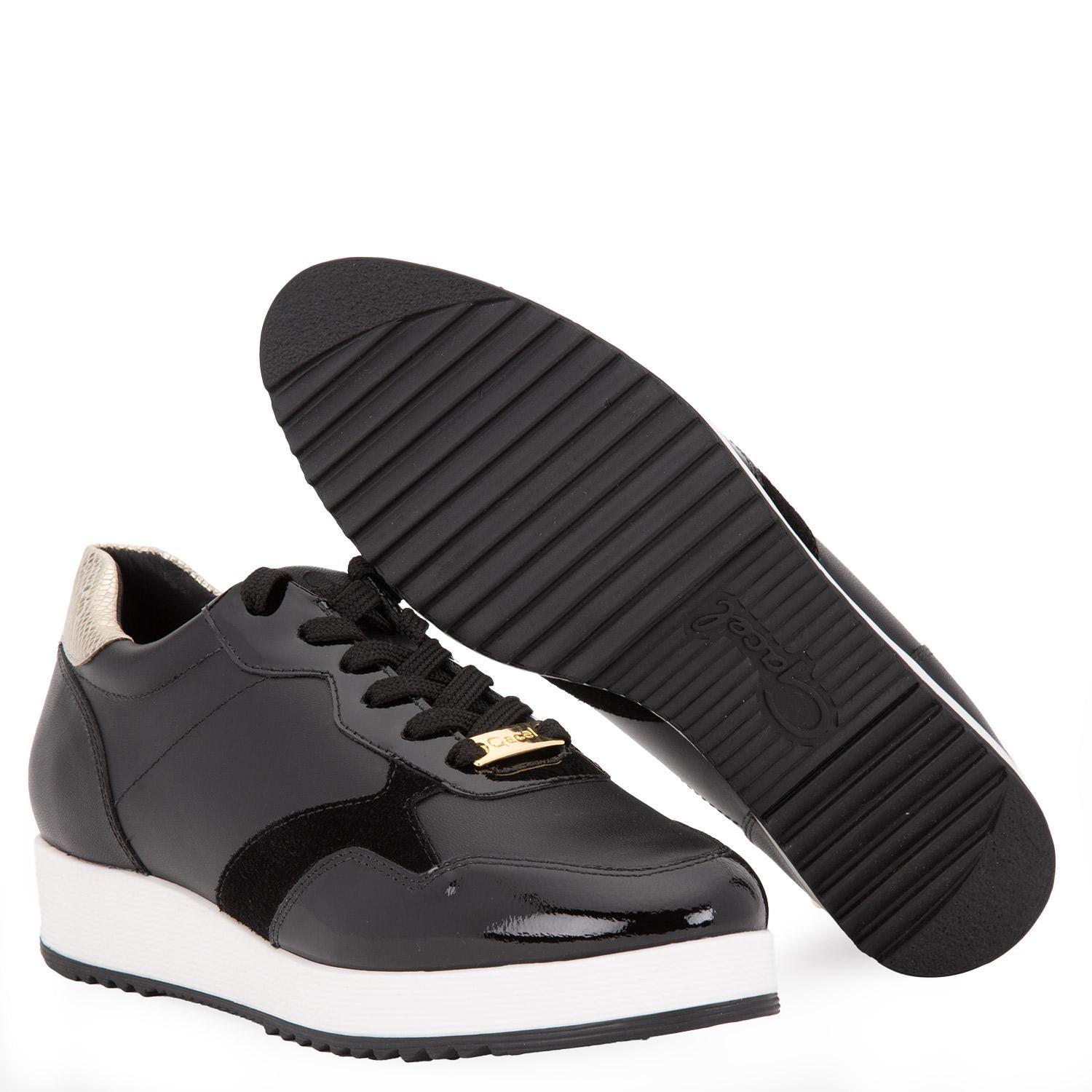 Zapatilla de cuero mujer Gacel negro Aria-2