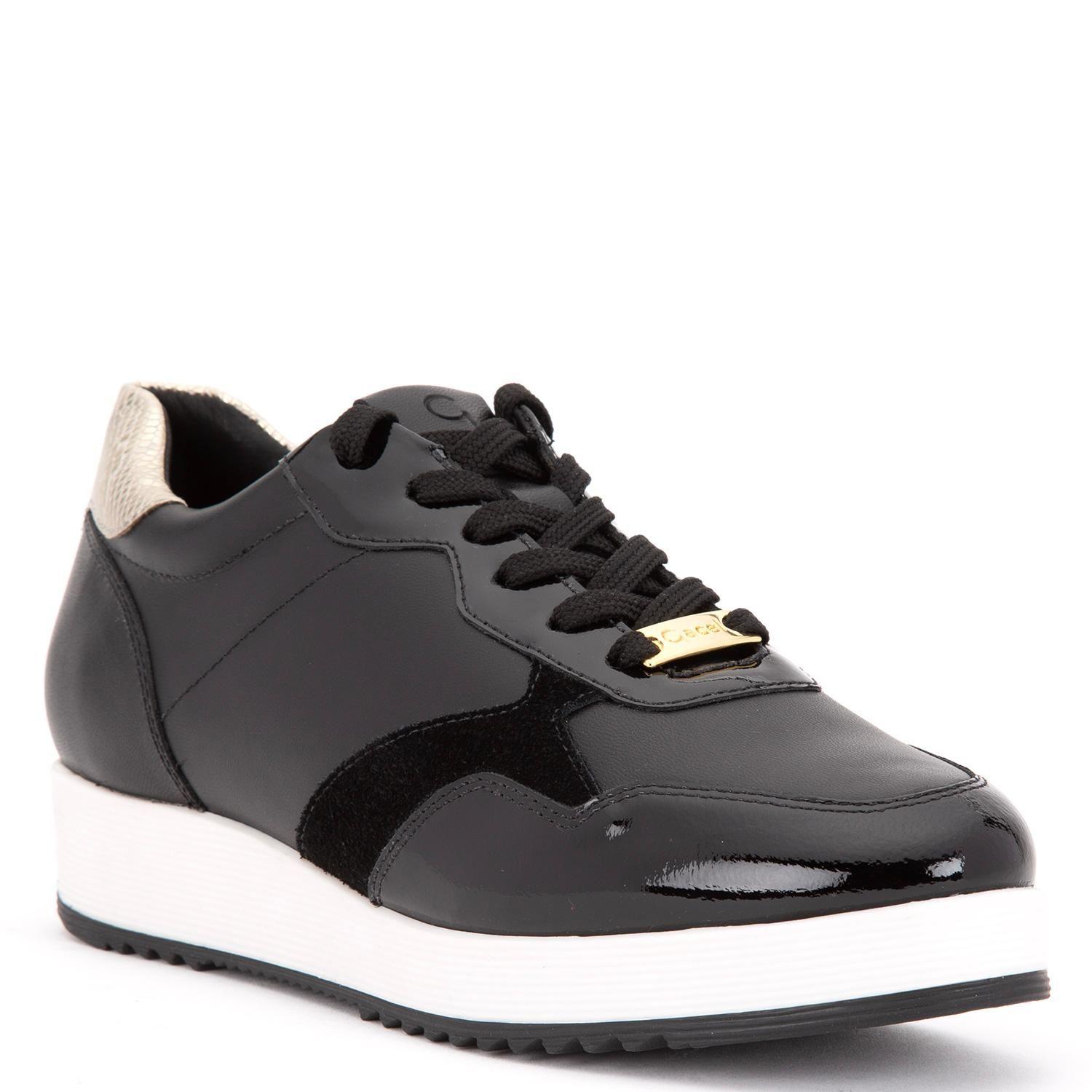 Zapatilla de cuero mujer Gacel negro Aria-4