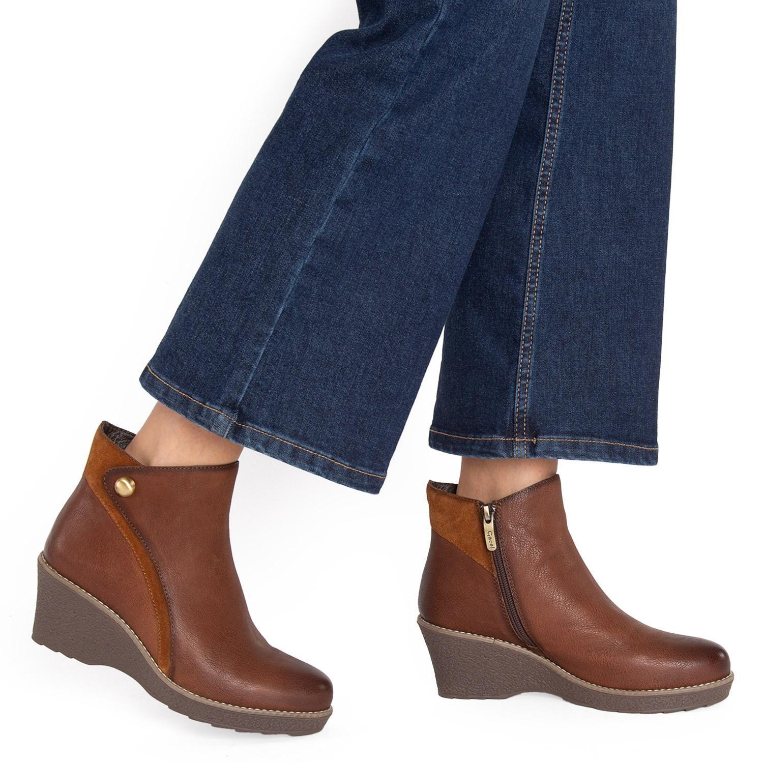 Botin de cuero mujer Gacel tostado Leda-1