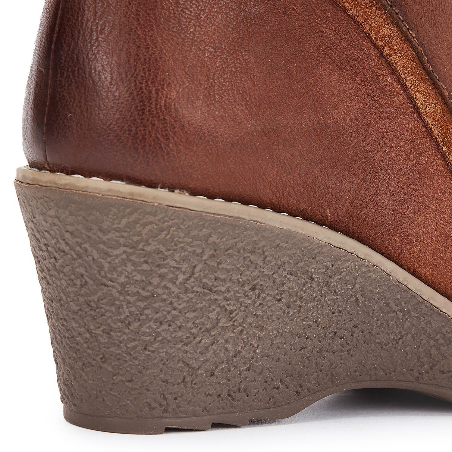 Botin de cuero mujer Gacel tostado Leda-2