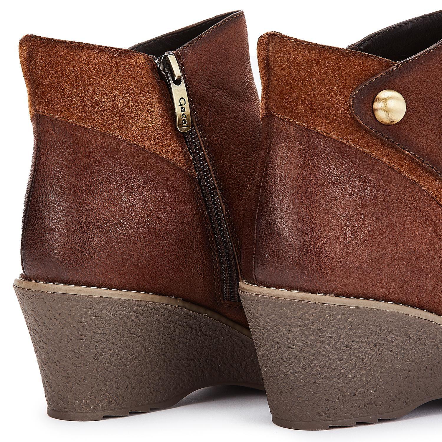 Botin de cuero mujer Gacel tostado Leda-3
