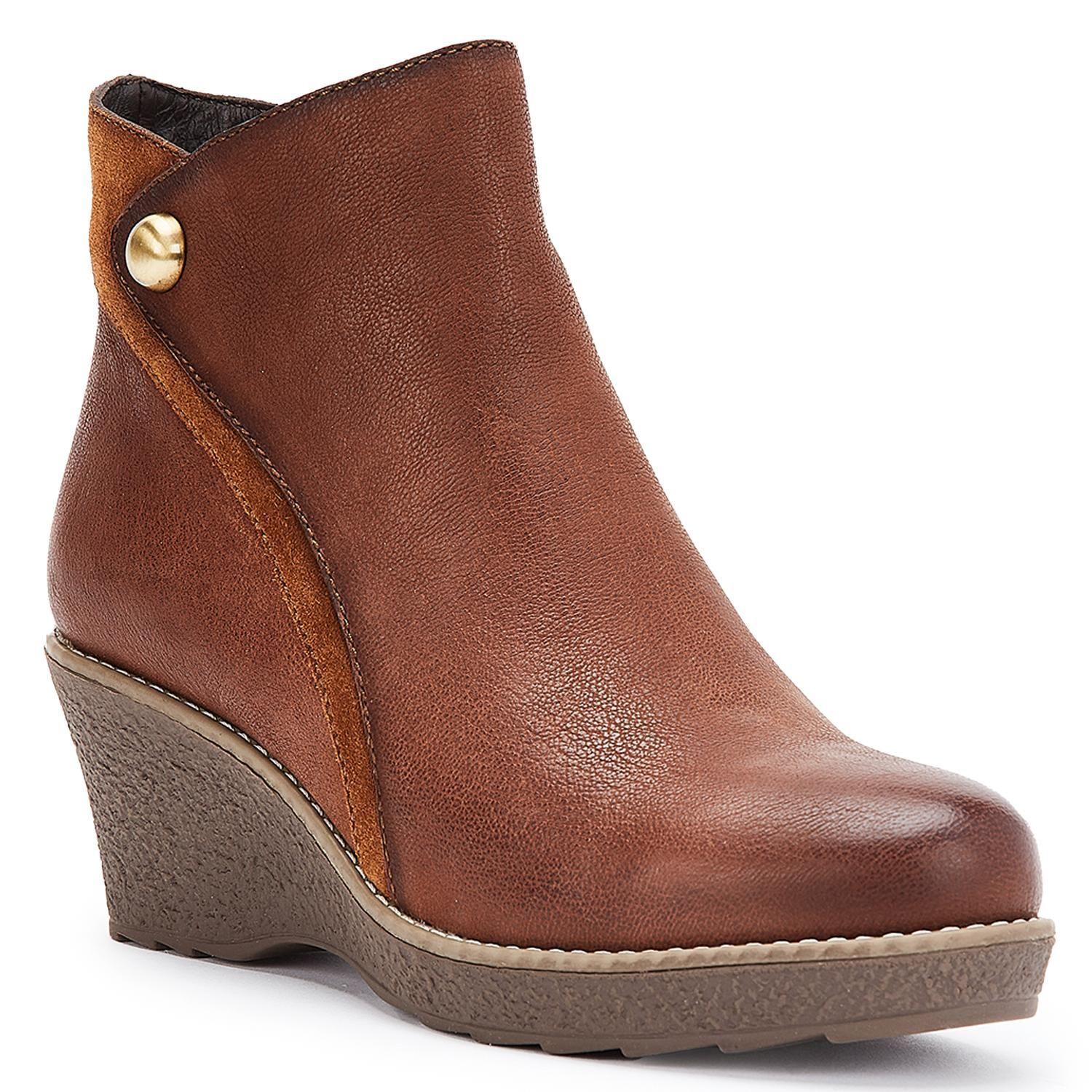 Botin de cuero mujer Gacel tostado Leda-4