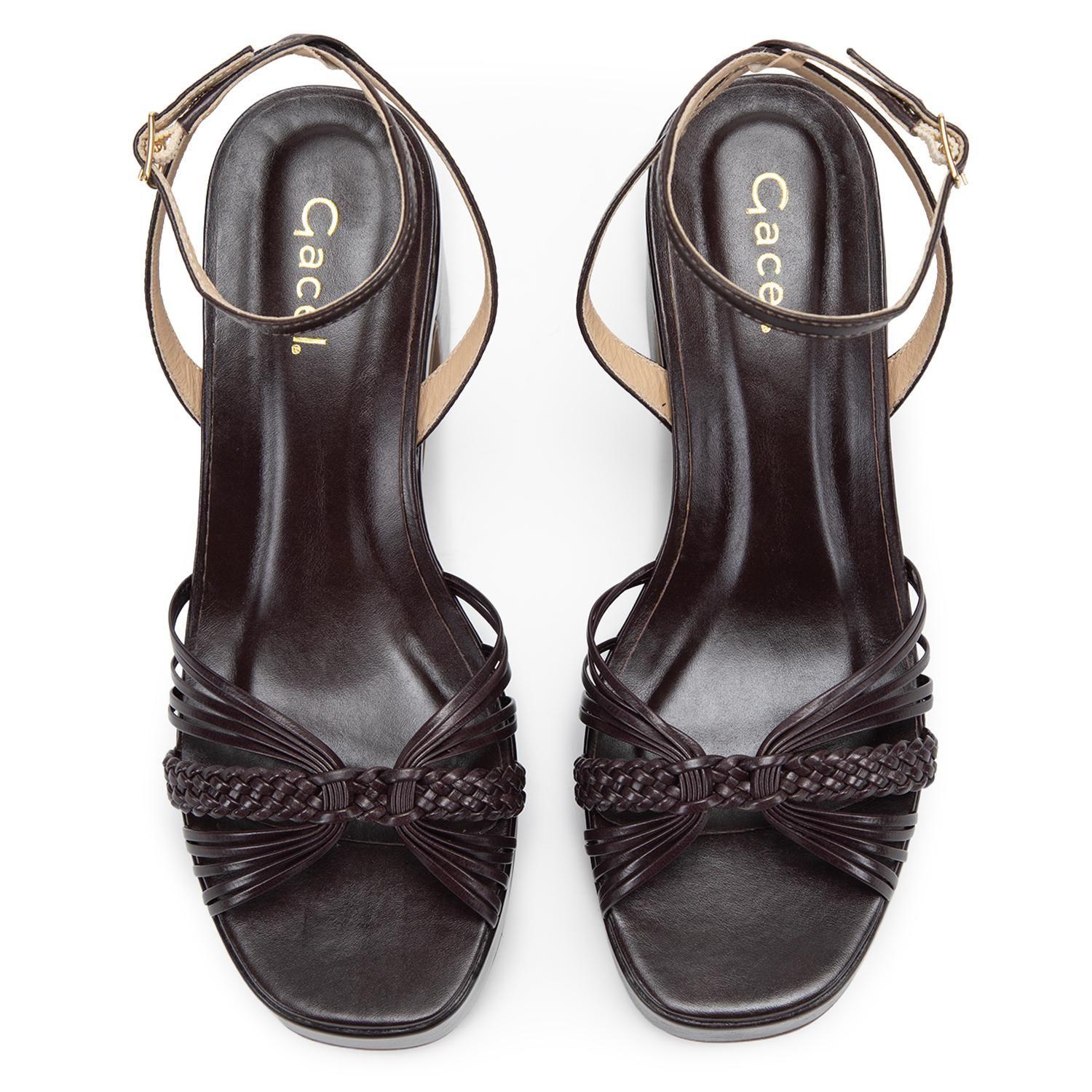 Sandalia de cuero mujer Gacel chocolate Flopi 0661218-3