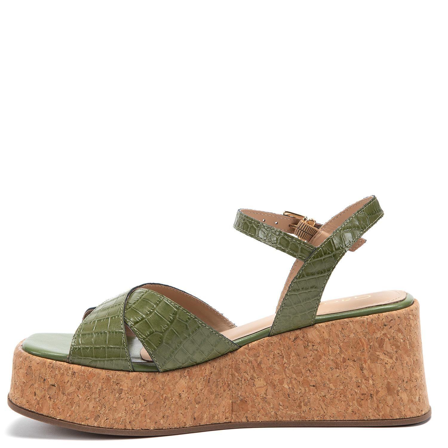 Sandalia de cuero mujer Gacel olivo Carry-2