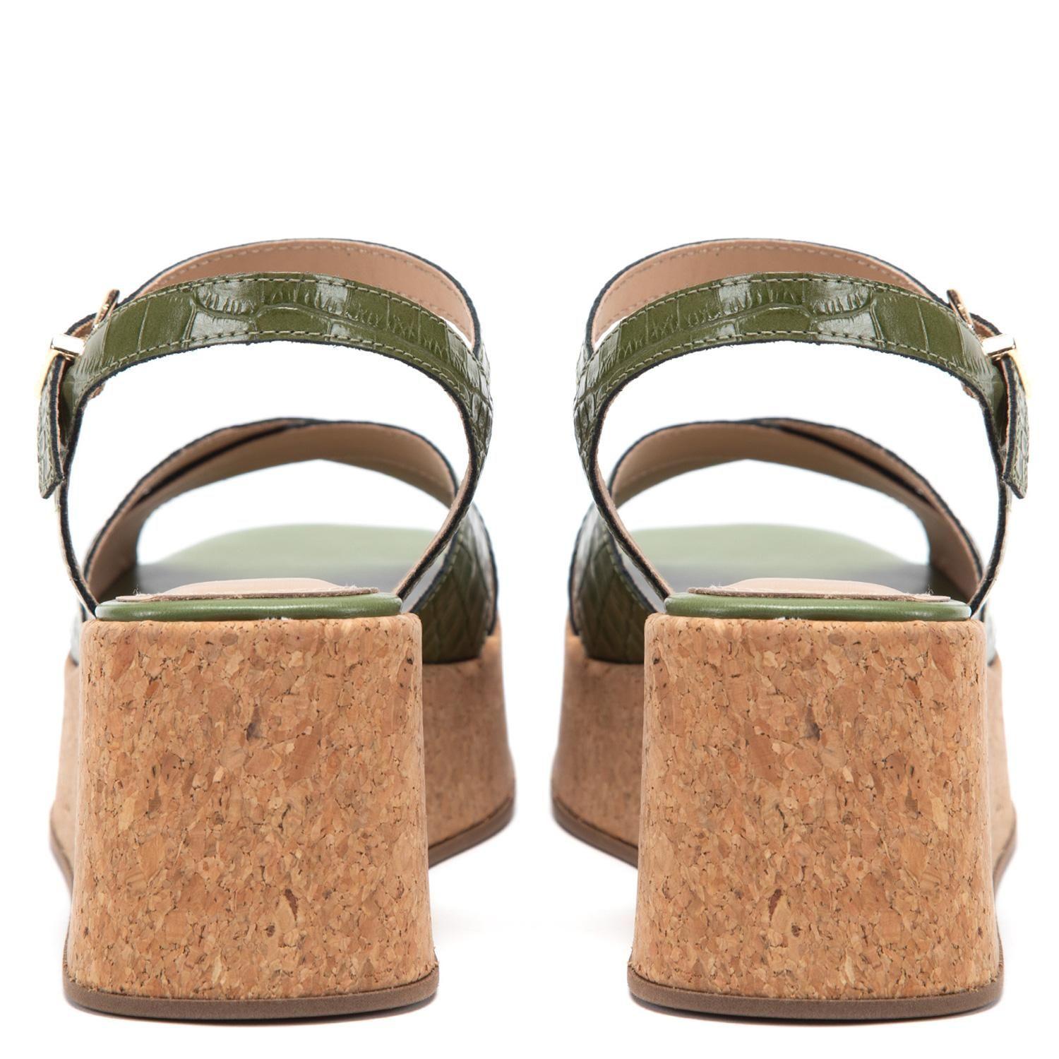 Sandalia de cuero mujer Gacel olivo Carry-4