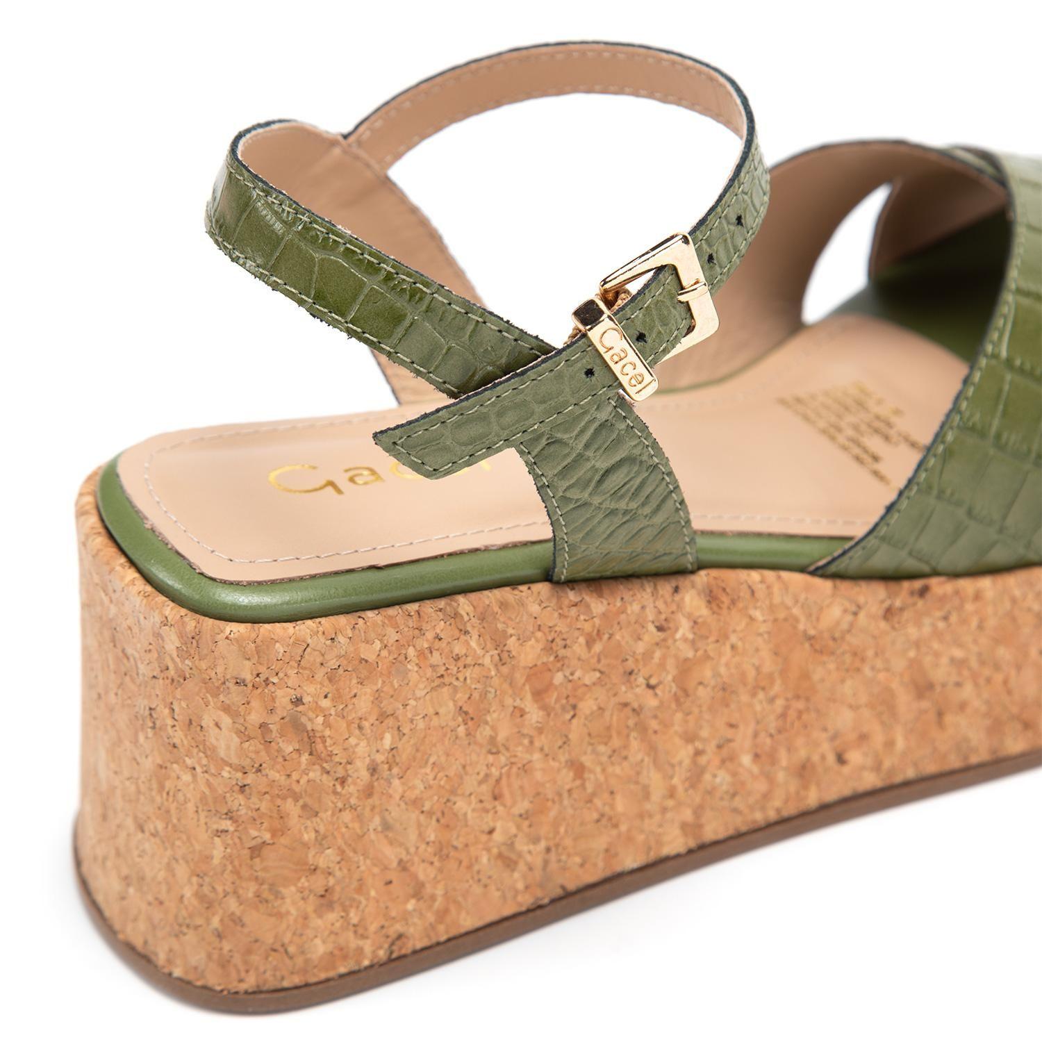 Sandalia de cuero mujer Gacel olivo Carry-6