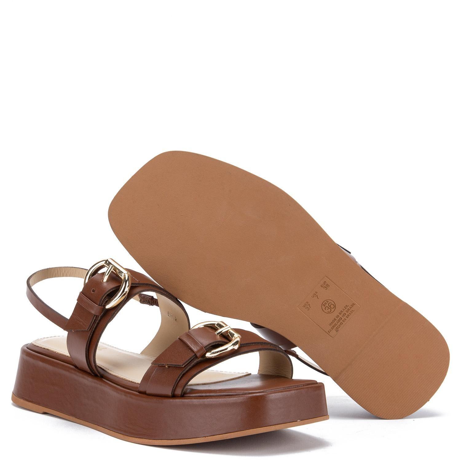 Sandalia de cuero mujer Gacel Chocolate Neus 0660524-3