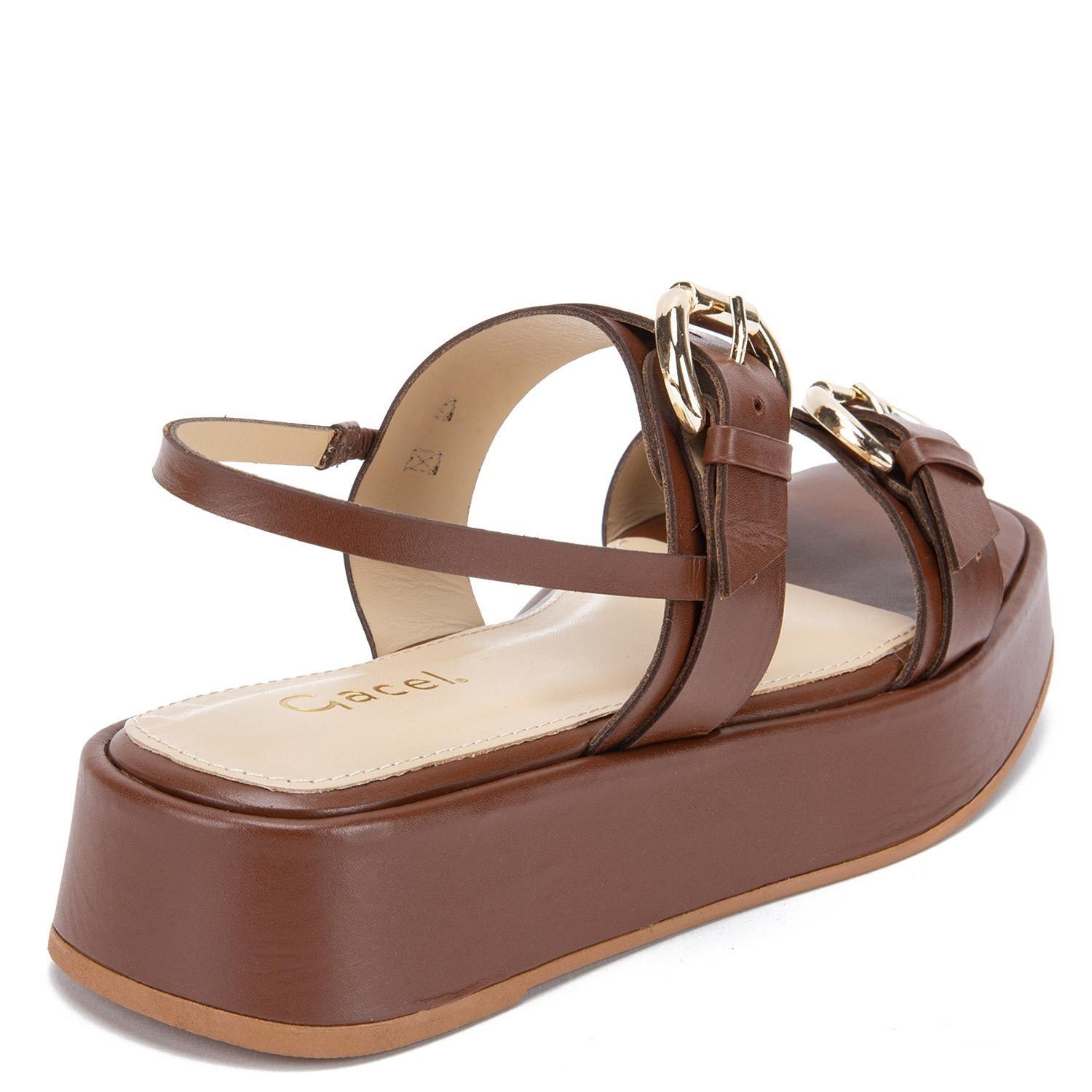 Sandalia de cuero mujer Gacel Chocolate Neus 0660524-4