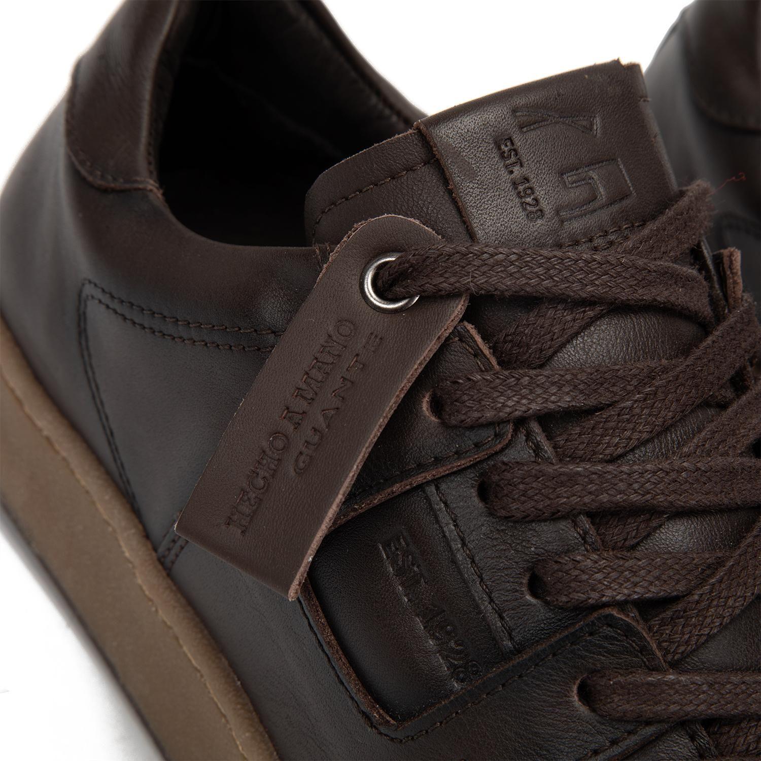 Zapatilla de cuero hombre Guante chocolate Bronx-5