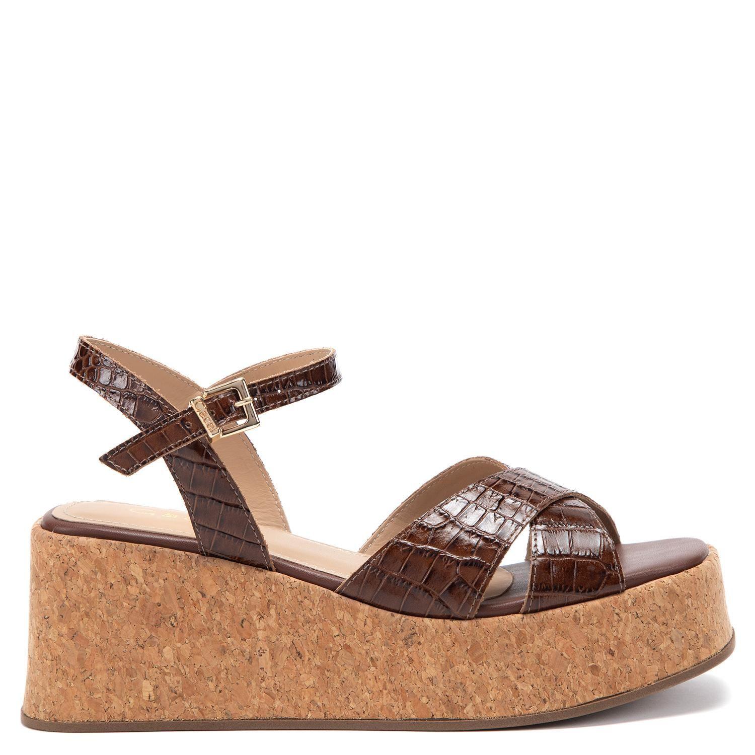 Sandalia de cuero mujer Gacel chocolate Carry-0