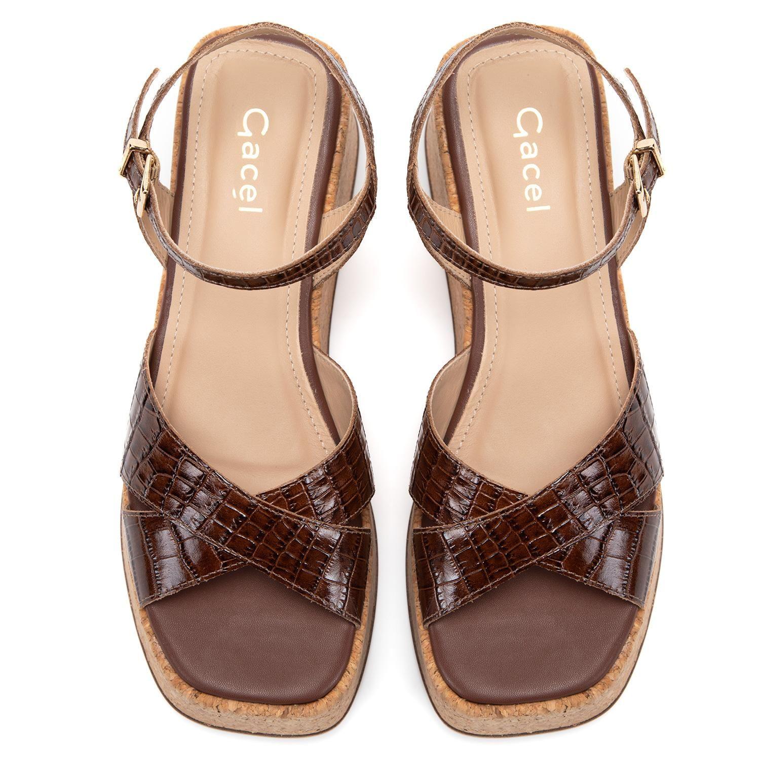Sandalia de cuero mujer Gacel chocolate Carry-3