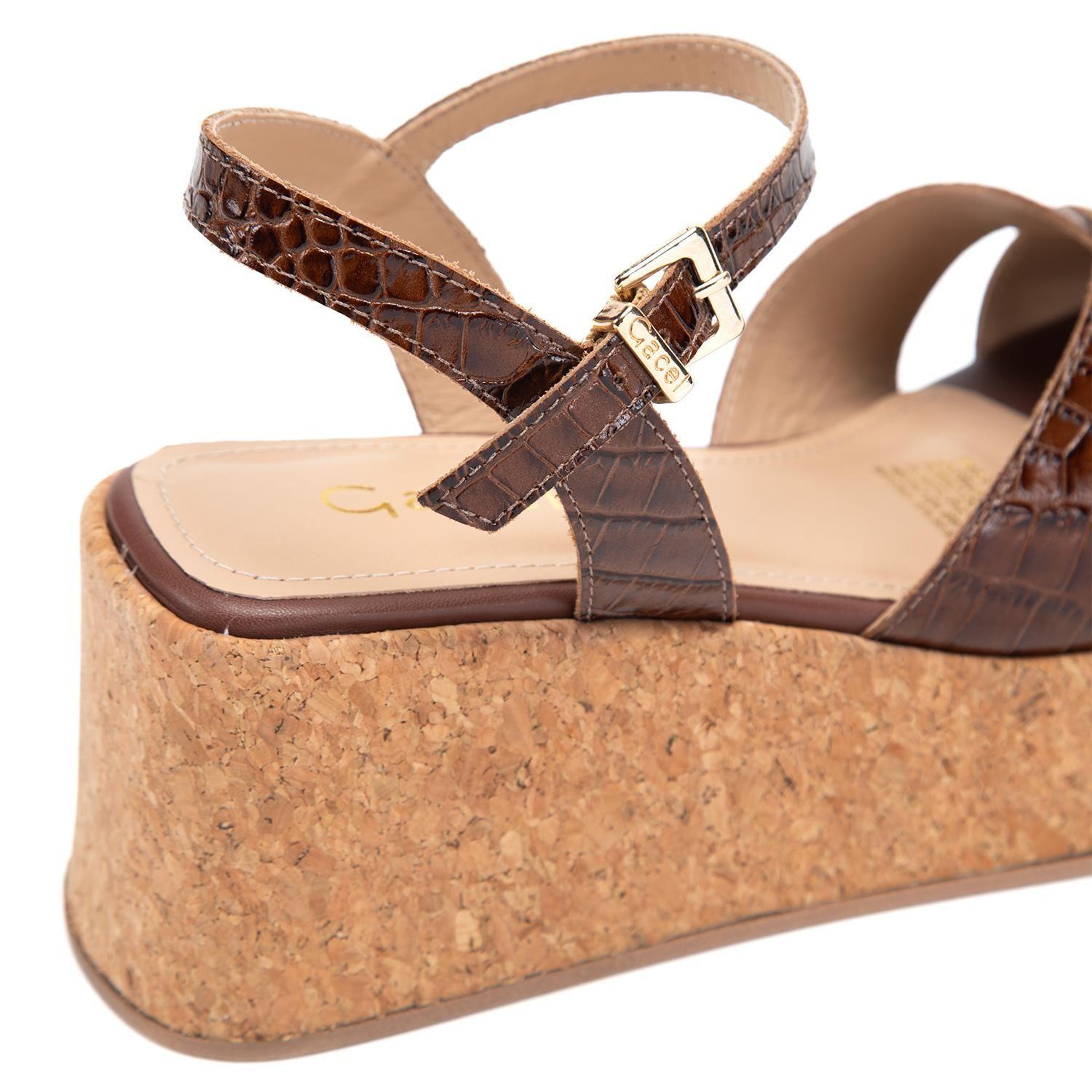 Sandalia de cuero mujer Gacel chocolate Carry-6