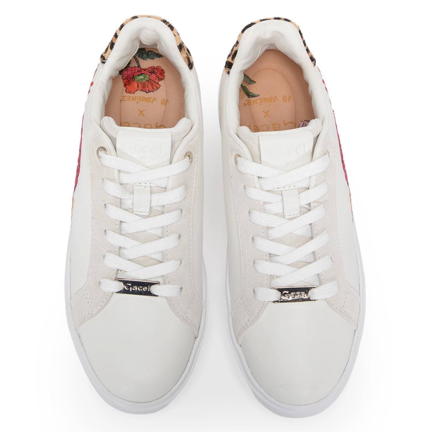Zapatilla de cuero mujer Gacel crudo Rosalia-3
