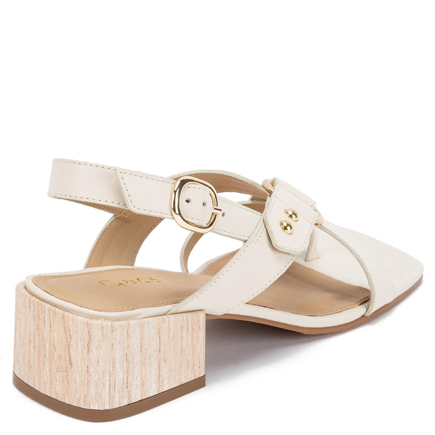 Sandalia de cuero mujer Gacel off white Salma-4