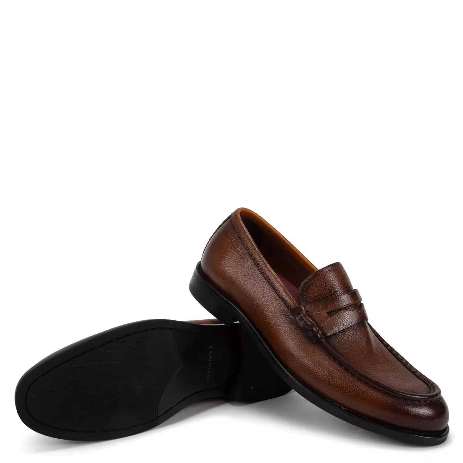 Mocasin de cuero hombre Guante brandy Arles-3