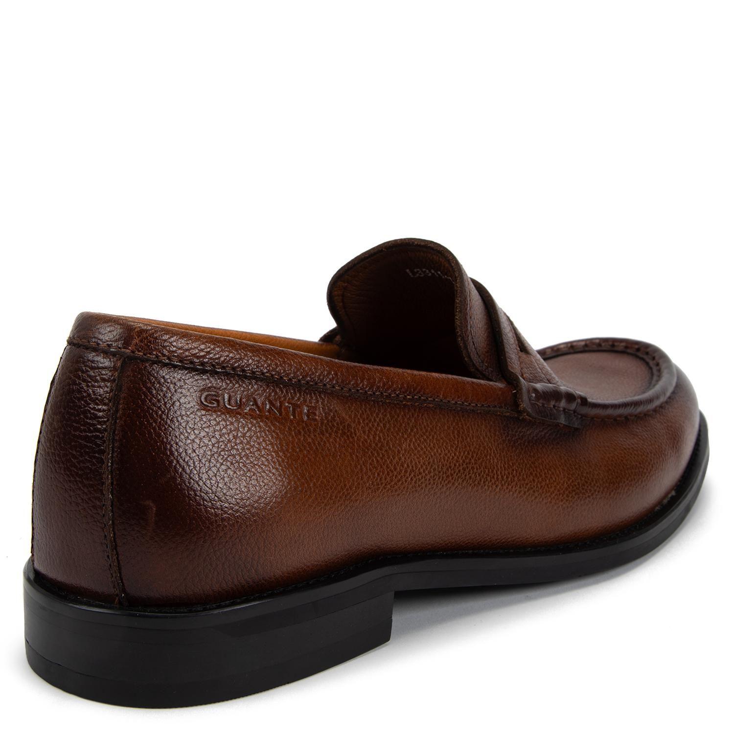 Mocasin de cuero hombre Guante brandy Arles-4