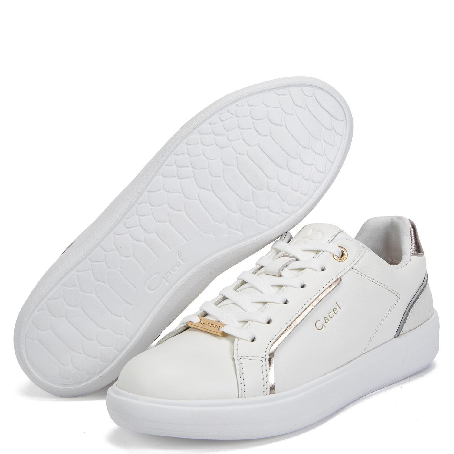 Zapatilla de cuero mujer Gacel blanco Rosalia 0660167-4