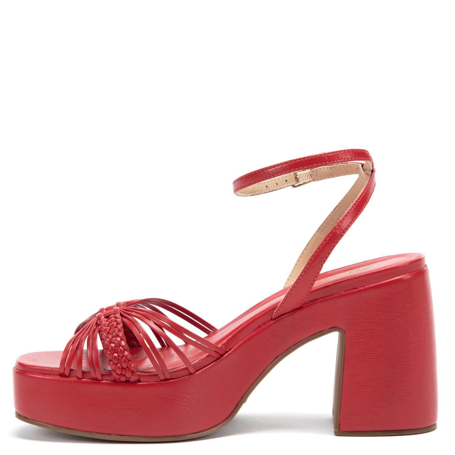 Sandalia de cuero mujer Gacel rojo Flopi 0661217-2