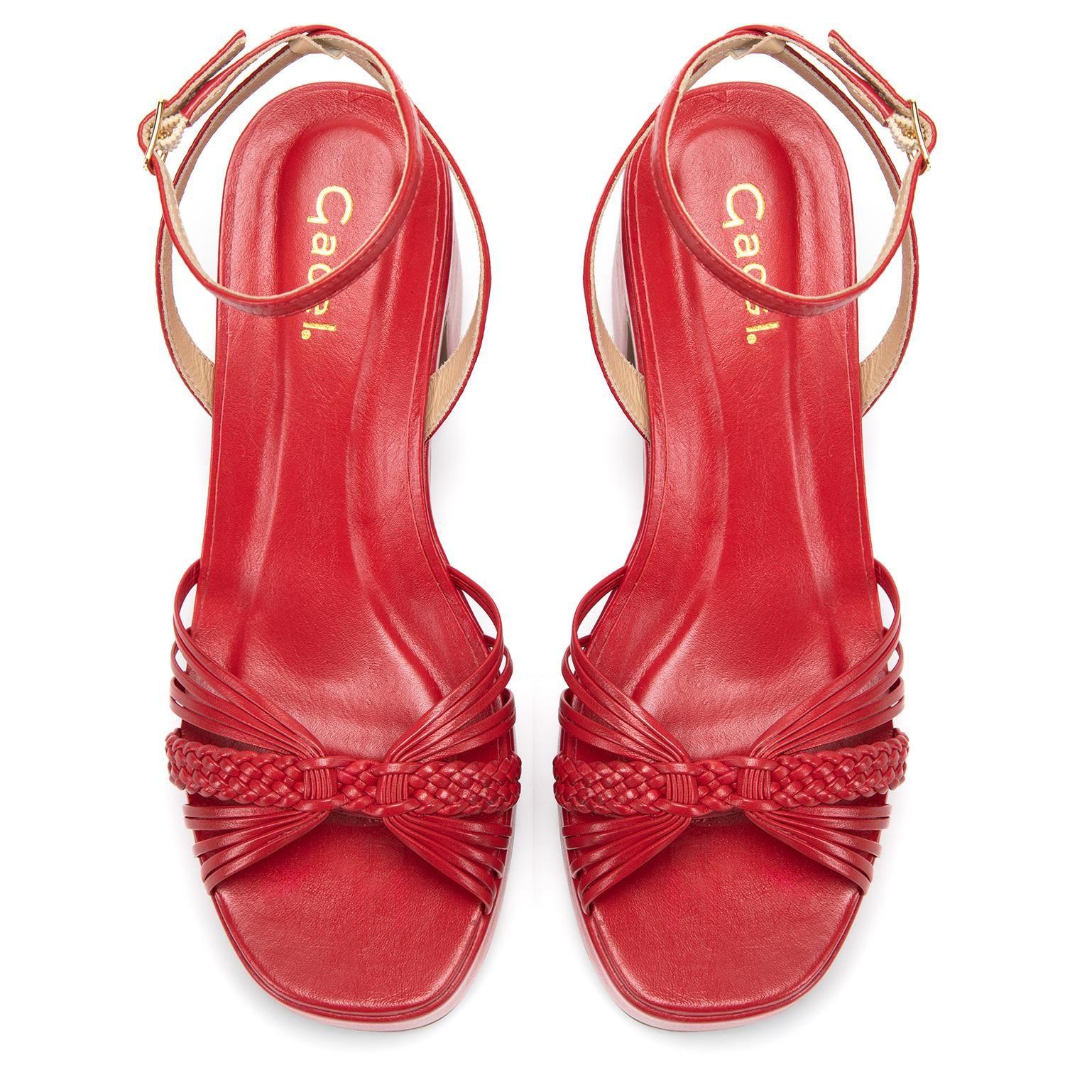 Sandalia de cuero mujer Gacel rojo Flopi 0661217-3