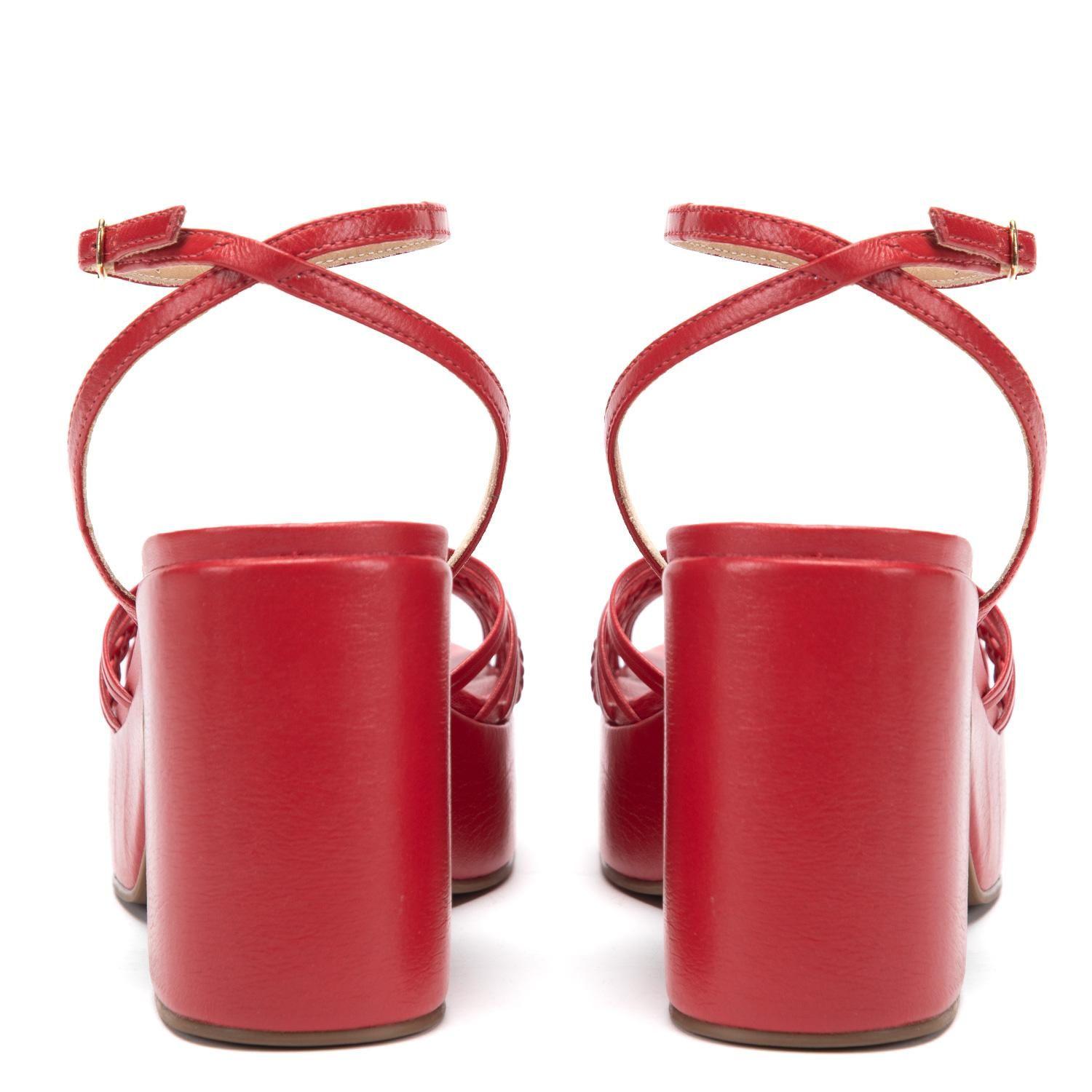 Sandalia de cuero mujer Gacel rojo Flopi 0661217-4