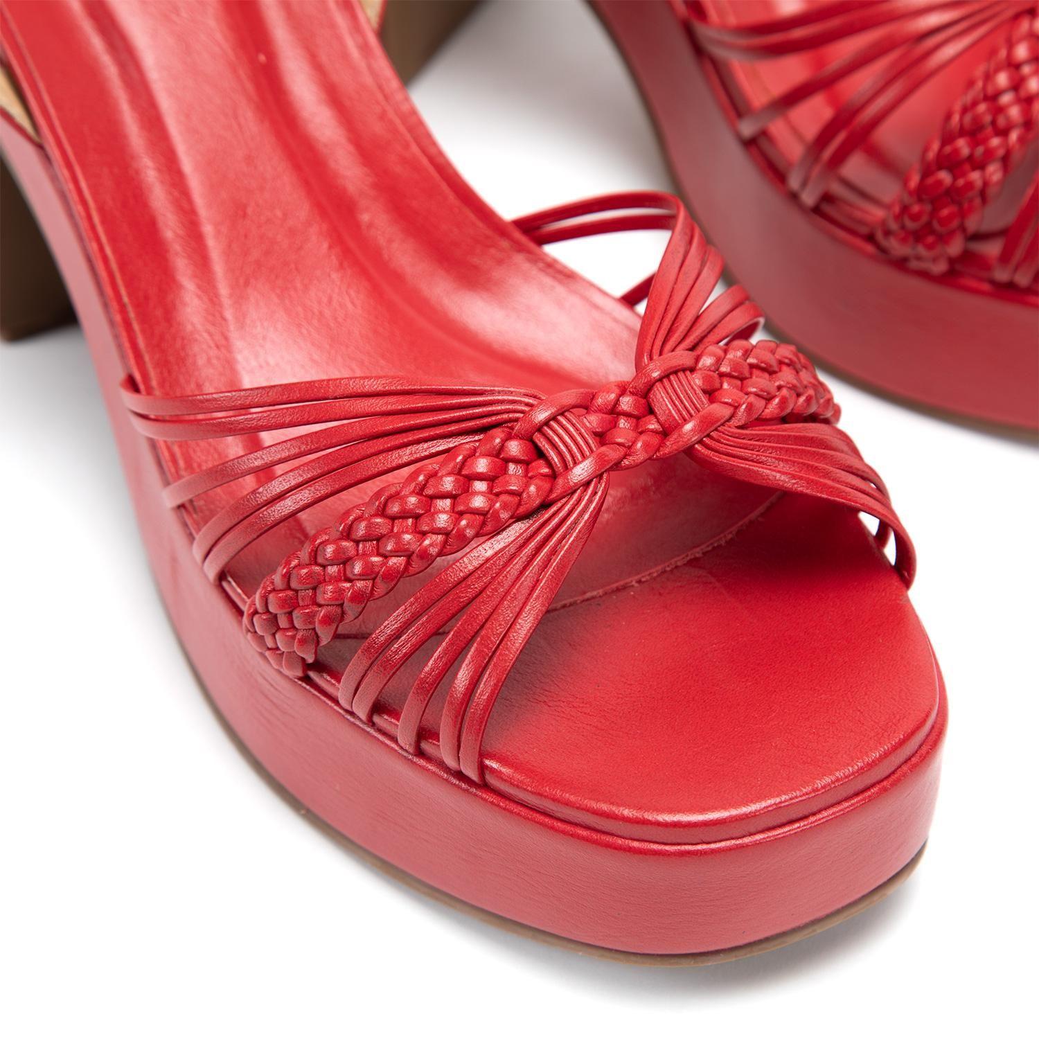 Sandalia de cuero mujer Gacel rojo Flopi 0661217-5
