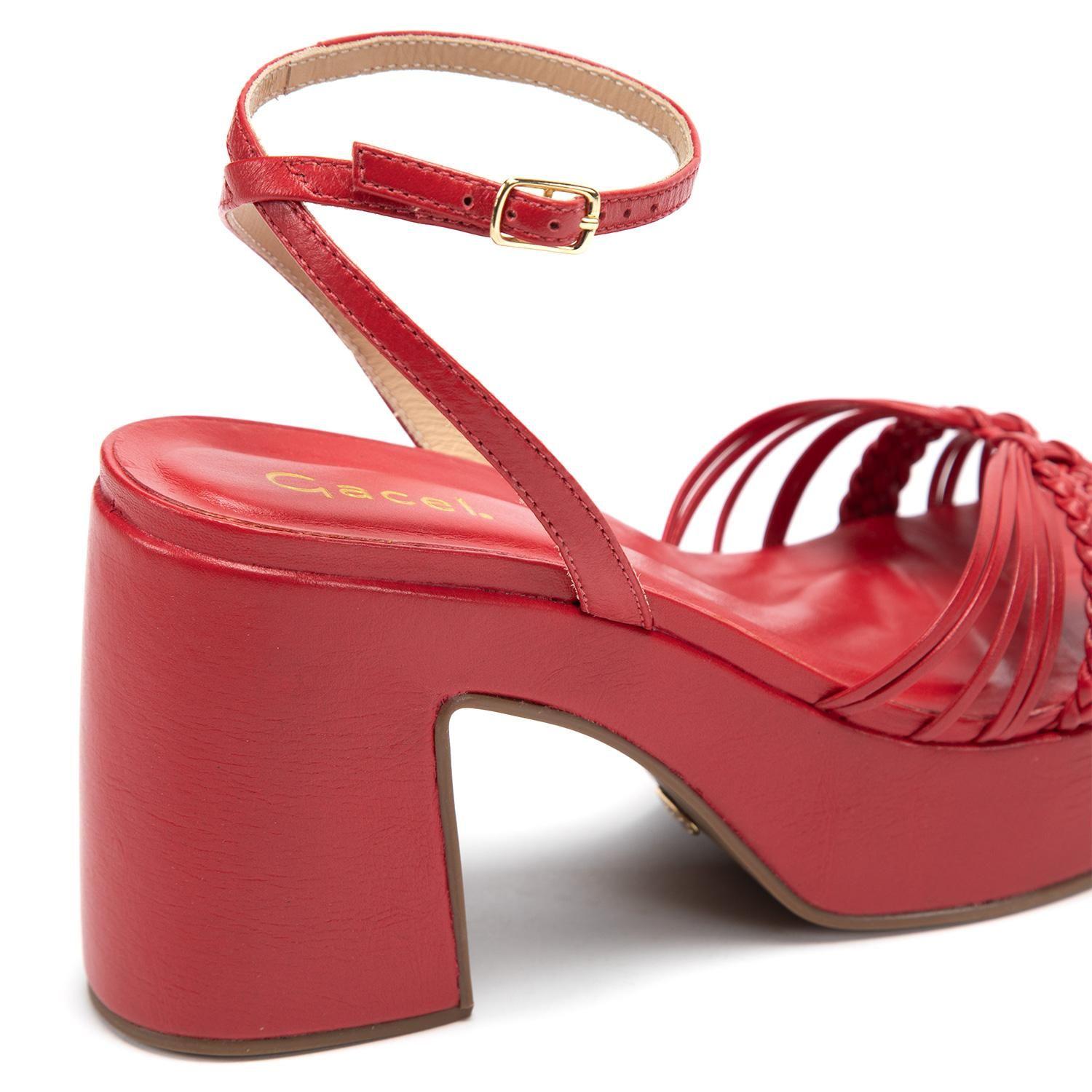 Sandalia de cuero mujer Gacel rojo Flopi 0661217-6