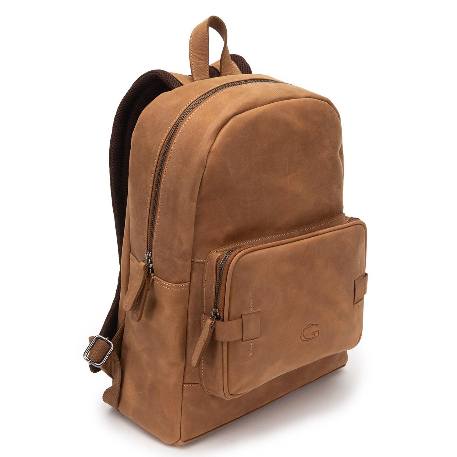 Mochila de cuero hombre Guante tostado Viaje-3