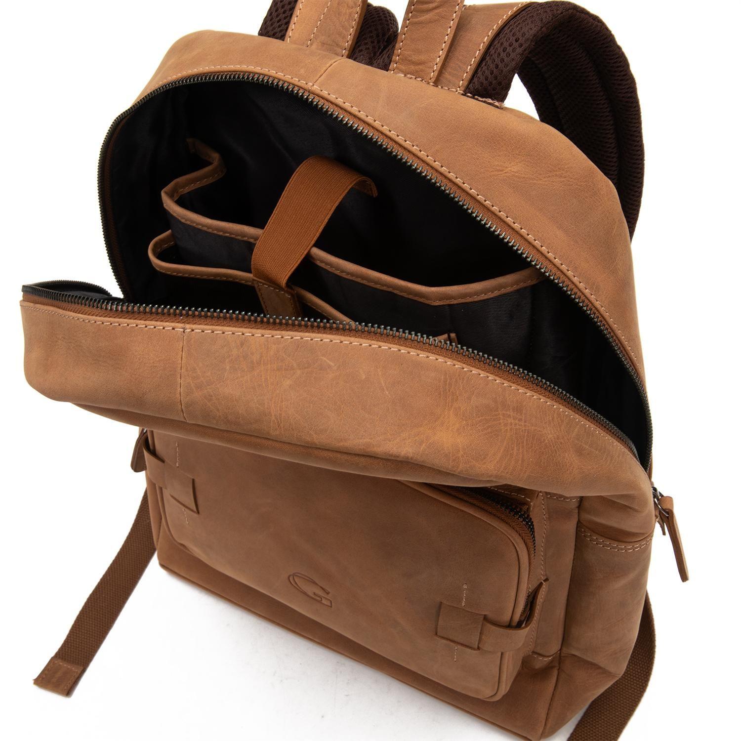 Mochila de cuero hombre Guante tostado Viaje-4
