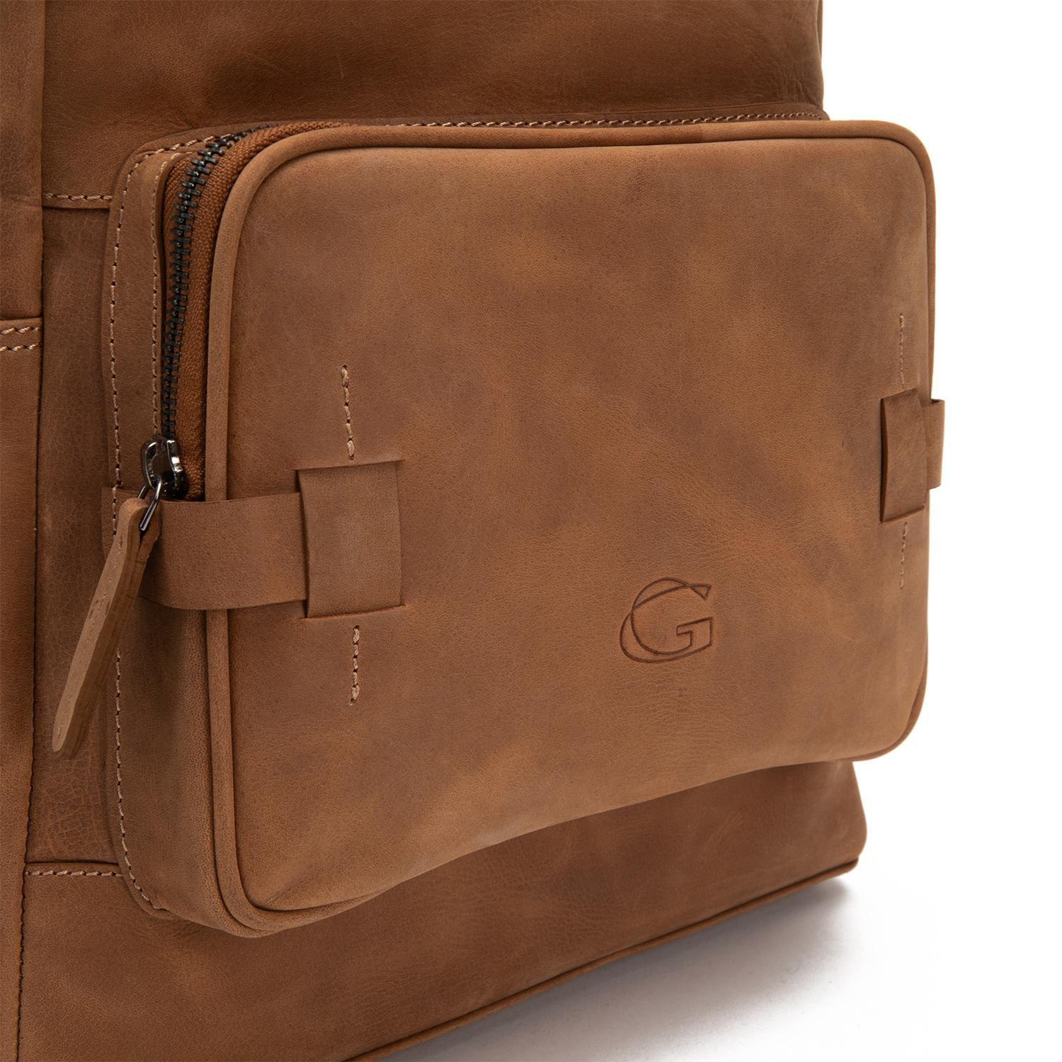 Mochila de cuero hombre Guante tostado Viaje-5